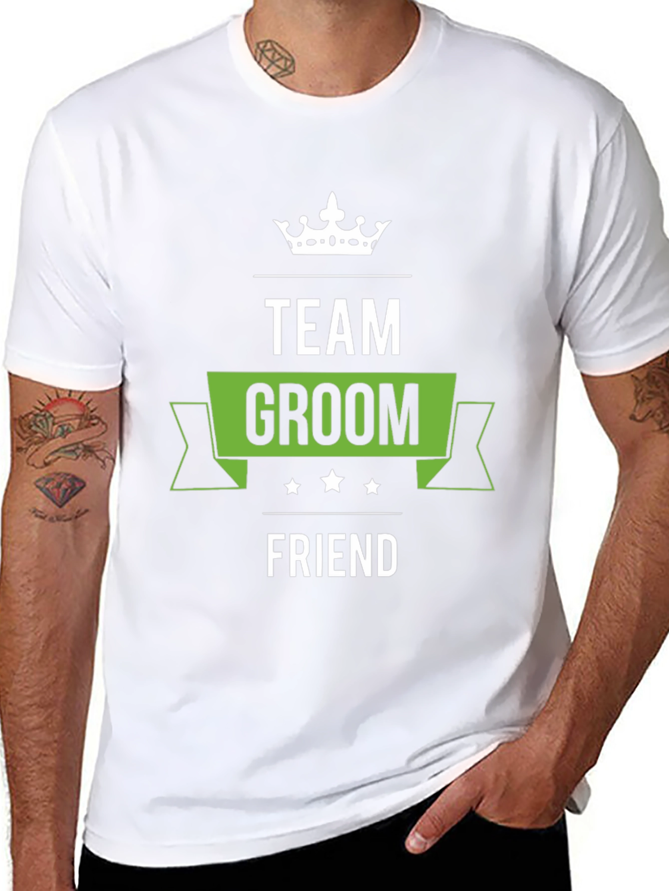Black Team Groom Friend T-Shirt - Black Crew Neck Wedding Party Tee view 8