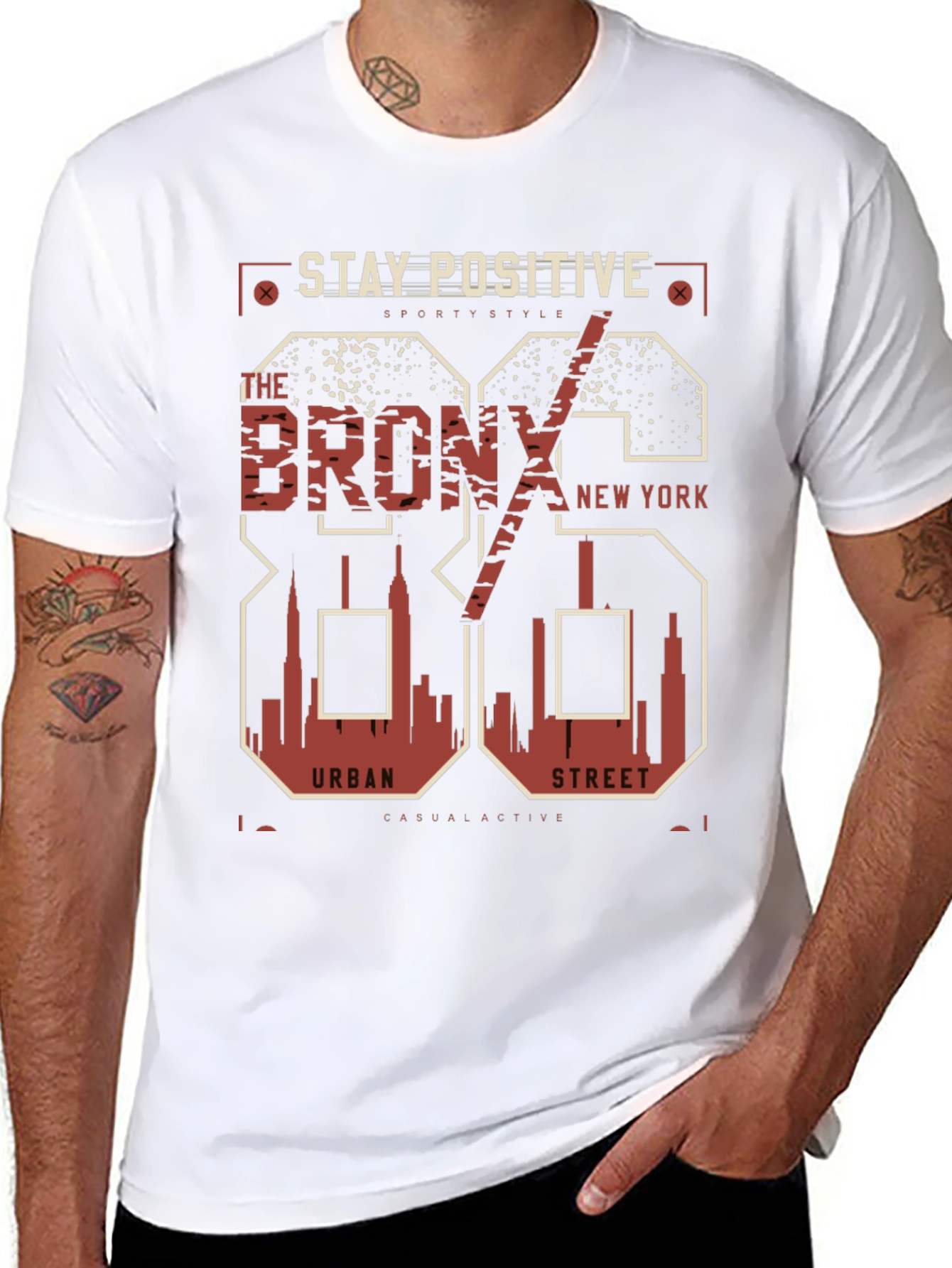 Black Stay Positive Bronx Graphic Tee view 8