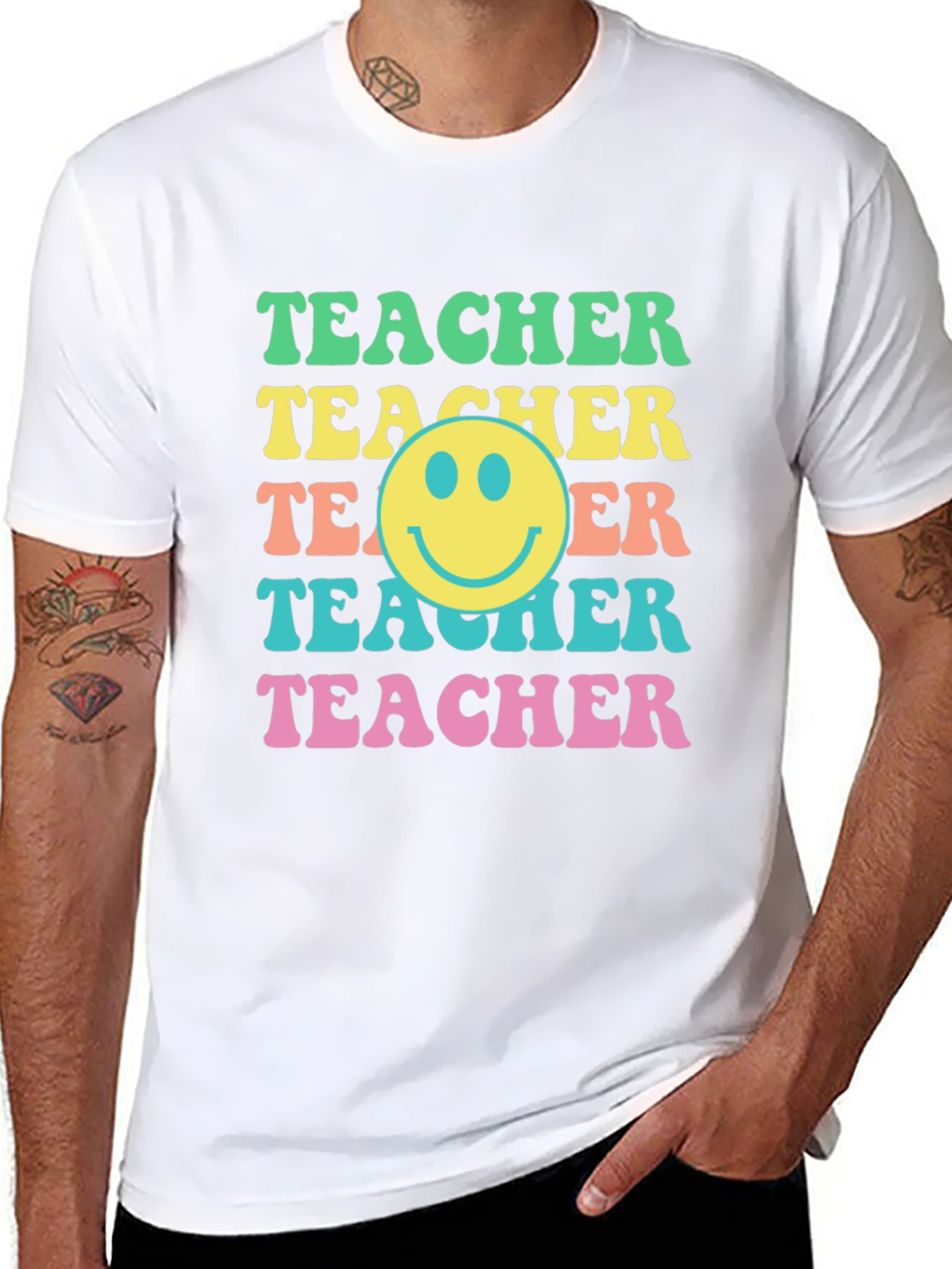 Black Retro Teacher Smiley Face Graphic Tee view 8