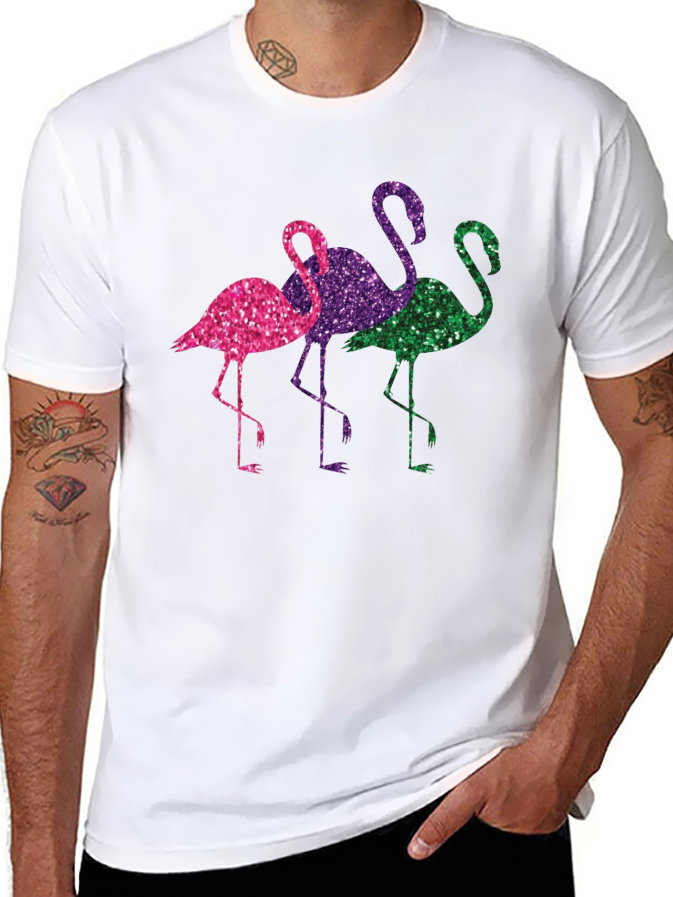 Black Glitter Flamingo T-Shirt - Fun & Unique Design view 8