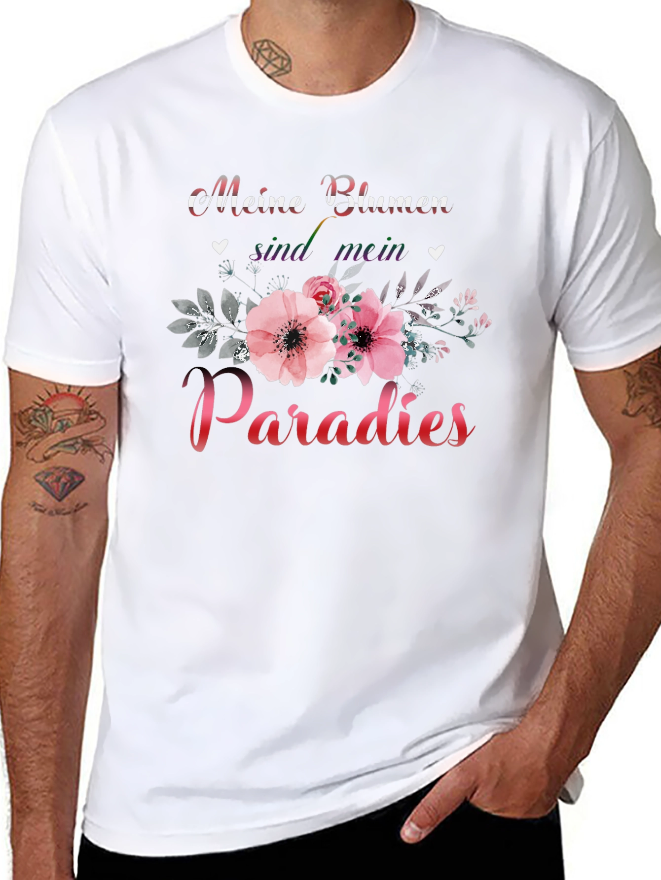 Black Meine Blumen Sind Mein Paradies T-Shirt view 8