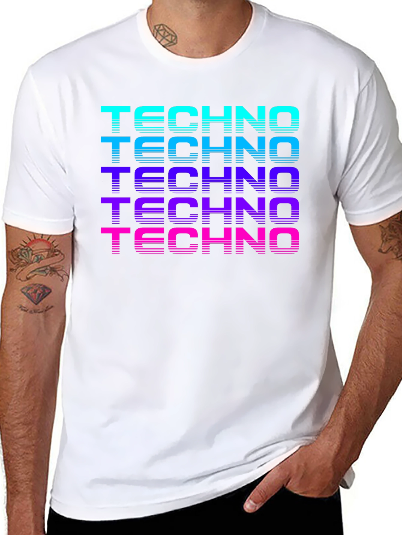 Black Retro Techno Graphic T-Shirt view 8