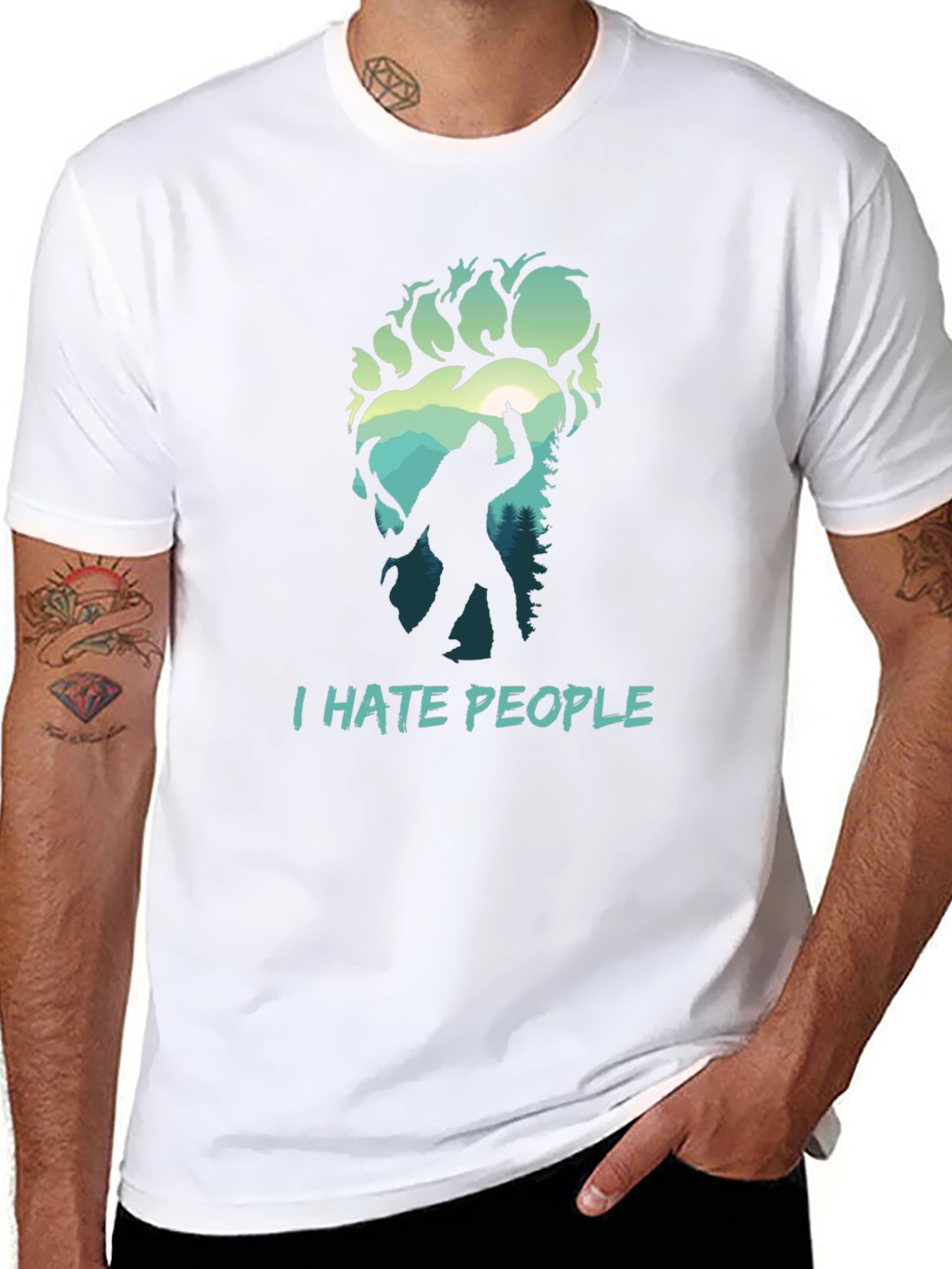 Black I Hate People Bigfoot T-Shirt view 8