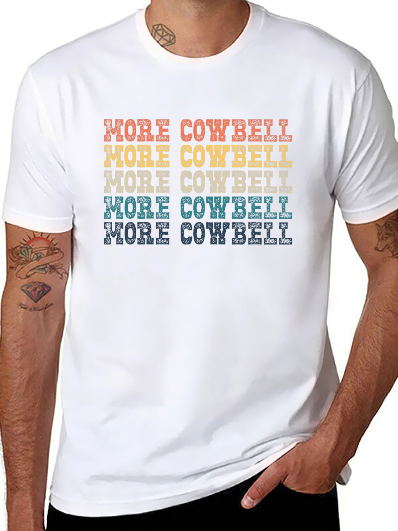 Black More Cowbell T-Shirt - Retro Design view 8