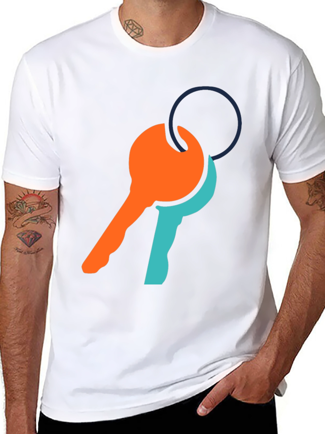 Black Modern Key Graphic Tee - Casual Comfort view 8