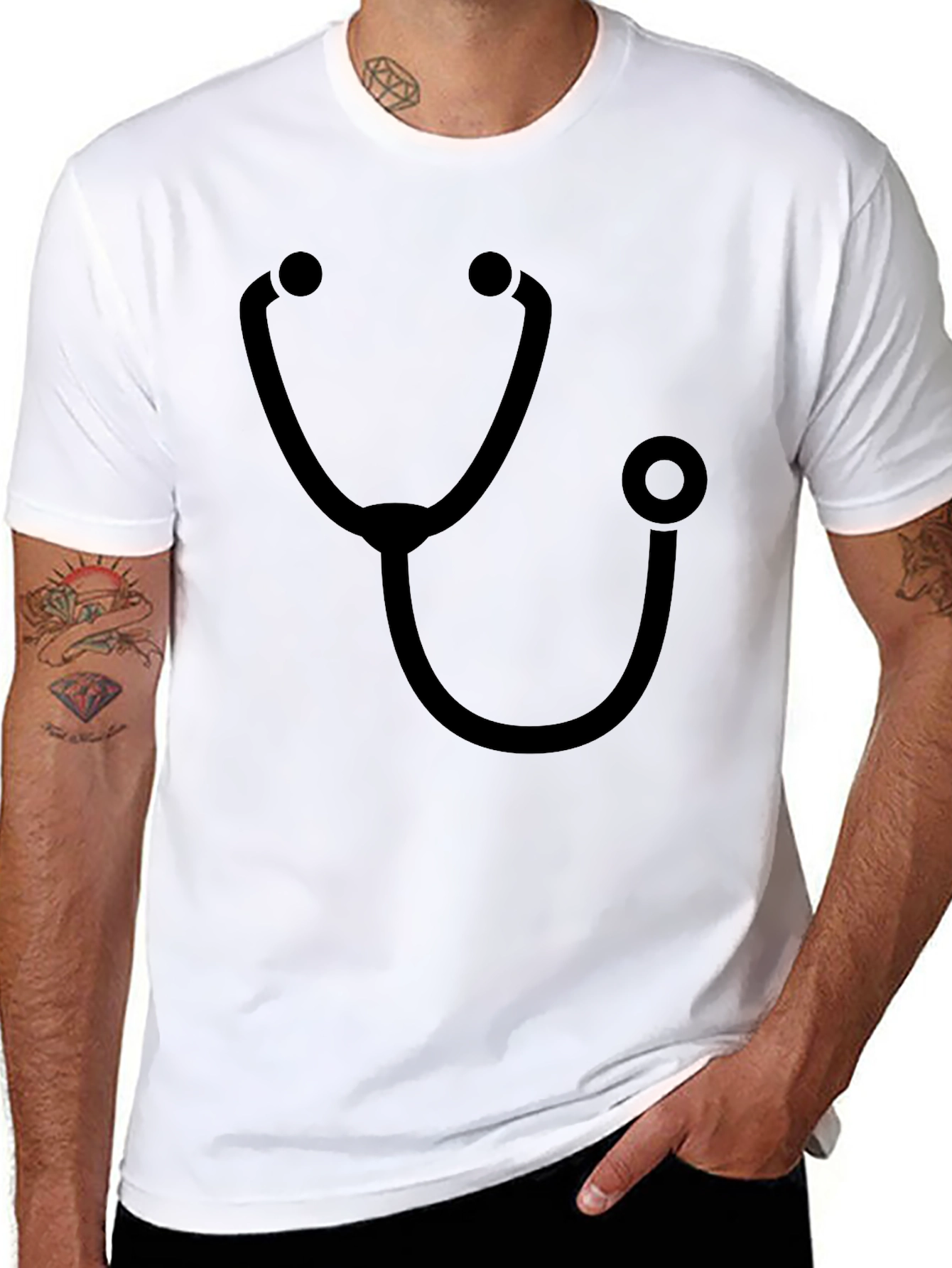 Black Stethoscope Graphic T-Shirt - Medical Professional Tee view 8