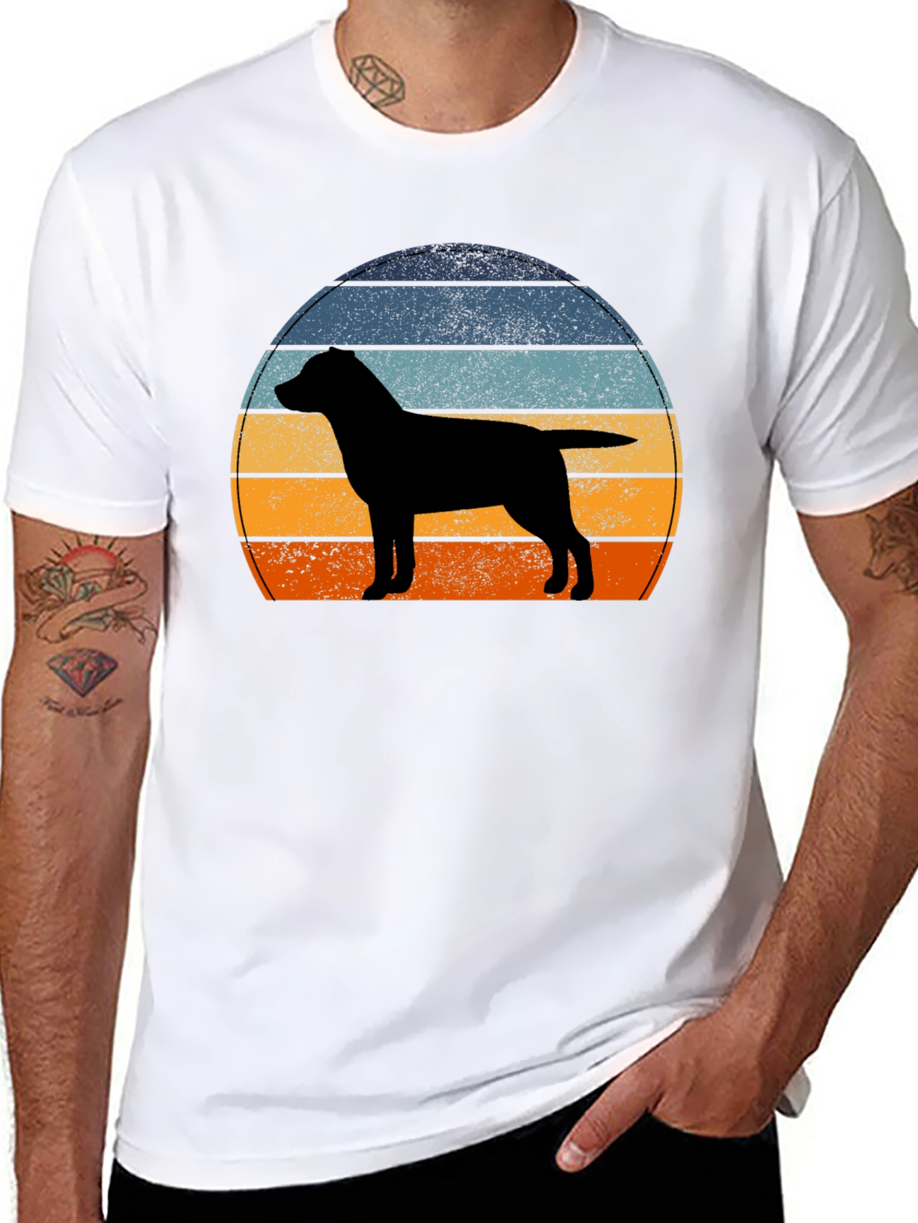 Black Retro Dog Silhouette T-Shirt view 8
