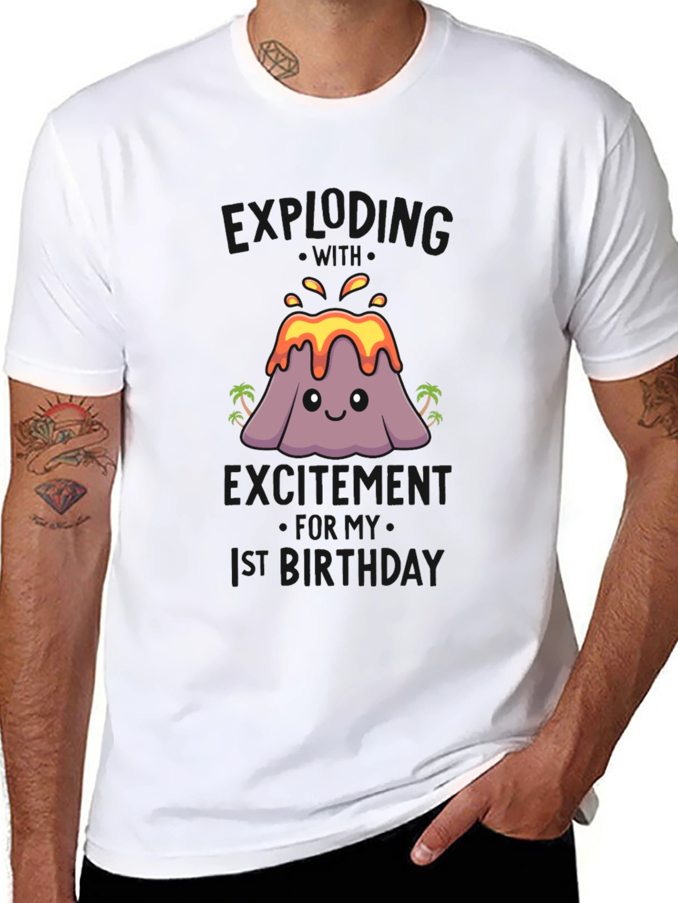 Black Volcano 1st Birthday Shirt view 8