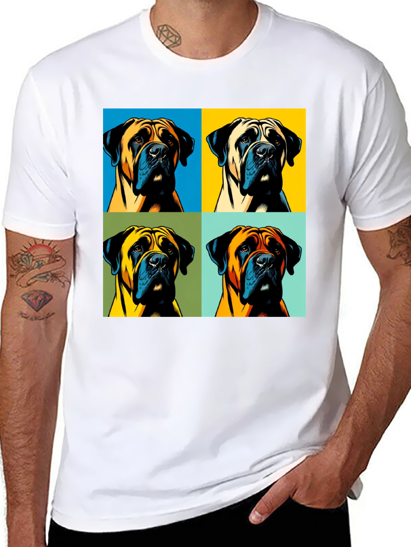 Black Pop Art Dog Graphic T-Shirt - Unique Boxer Tee view 8