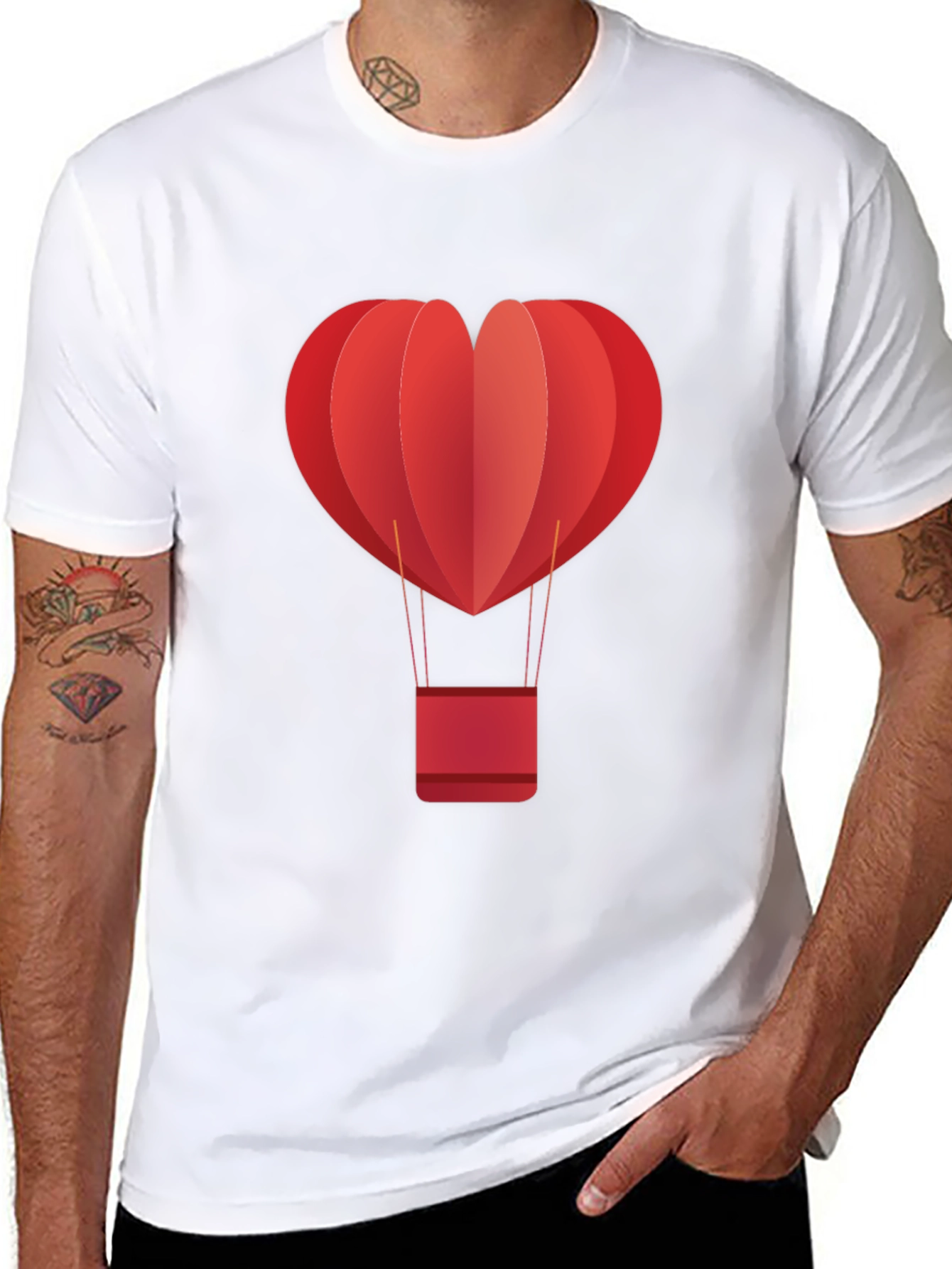 Black Heart Hot Air Balloon Graphic Tee - Black view 8