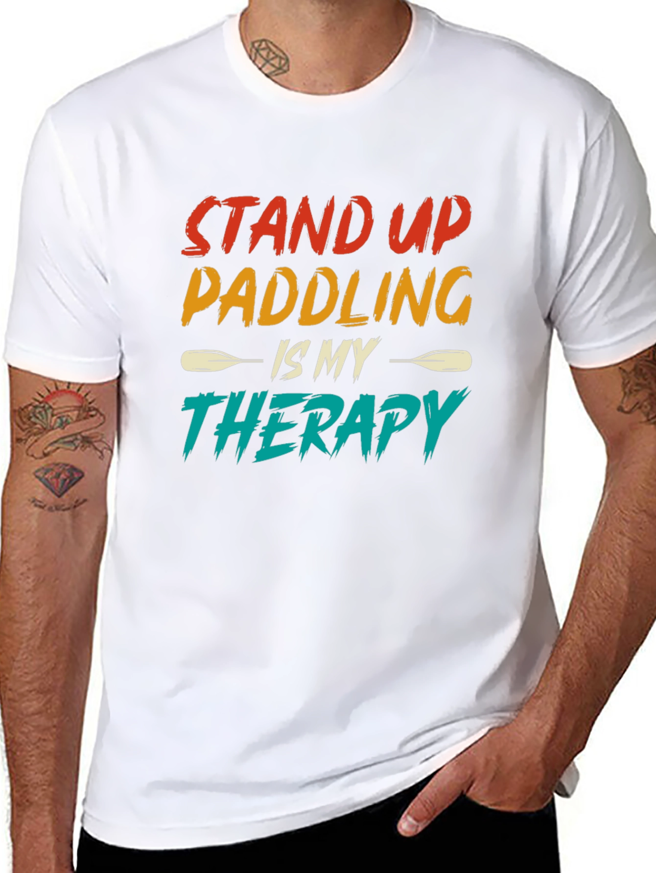 Black Stand Up Paddling Therapy Tee view 8
