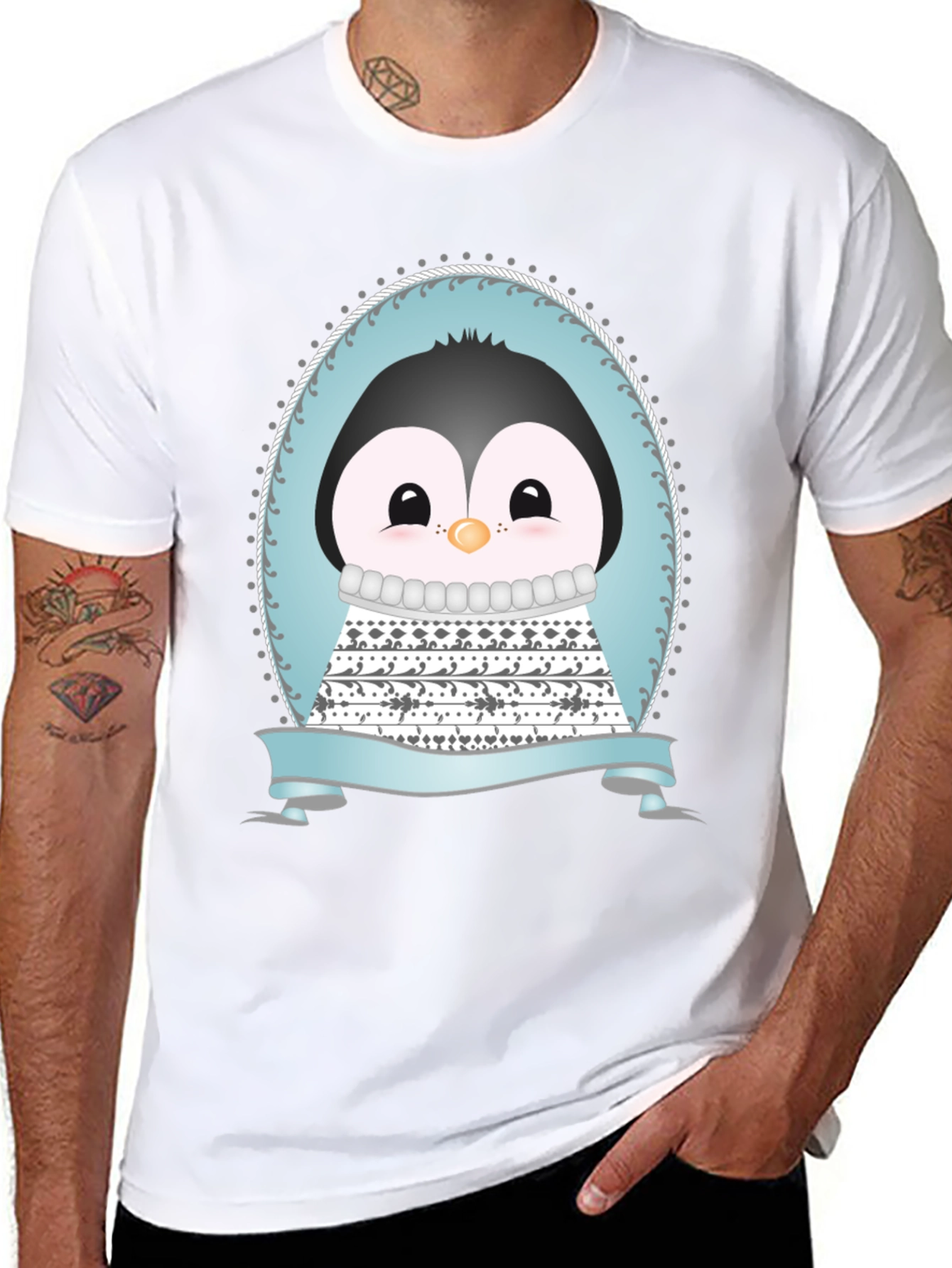 Black Penguin Graphic Tee - Cute Cartoon Design view 8
