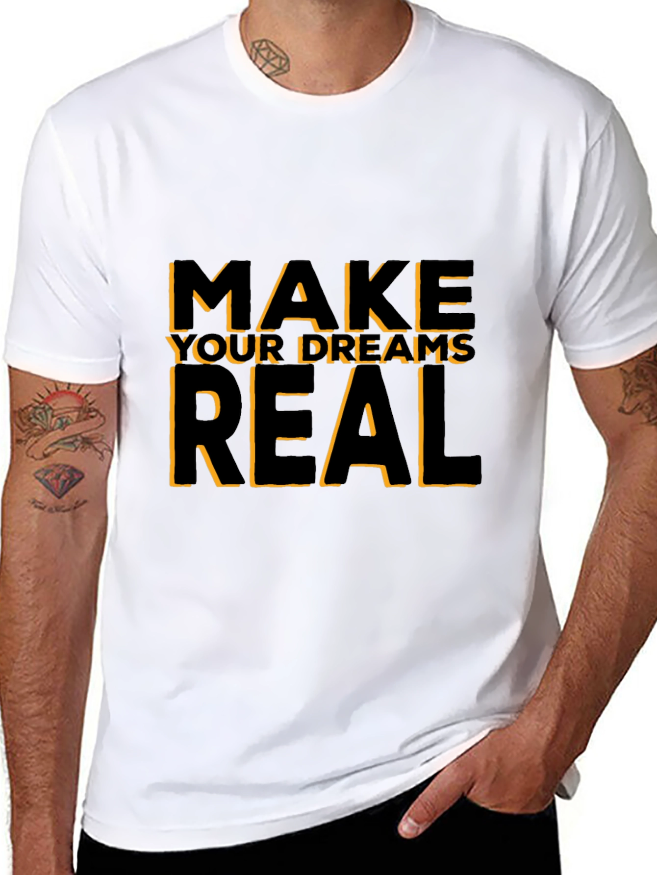 Black Motivational Black T-Shirt: Make Your Dreams Real view 8