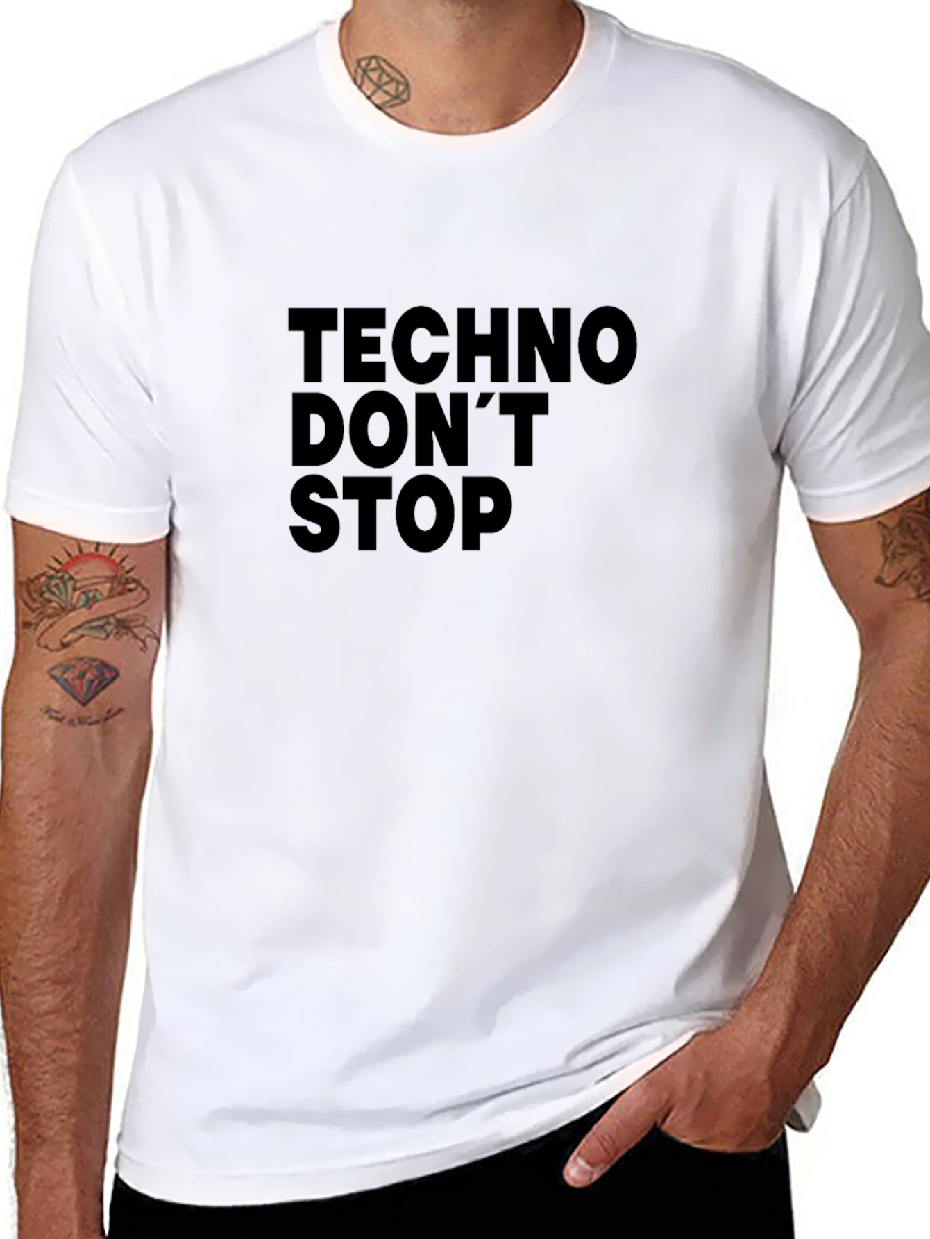 Black Techno Don't Stop Black T-Shirt view 8