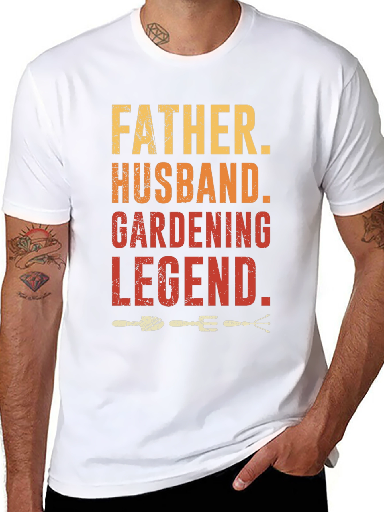 Black Father Husband Gardening Legend Graphic T-Shirt view 8