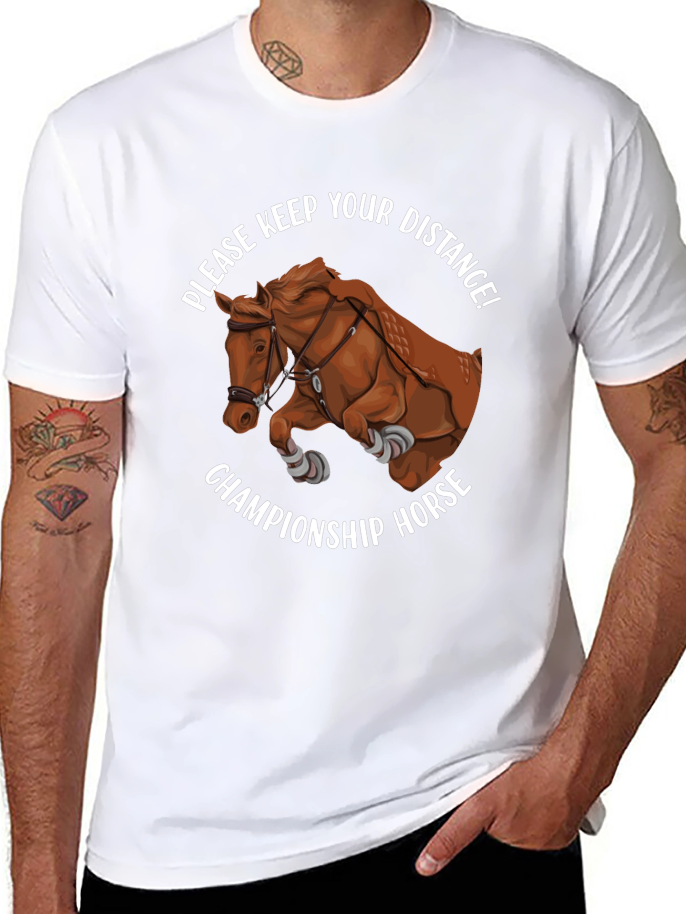 Black Championship Horse T-Shirt - Keep Your Distance Equestrian Tee view 8