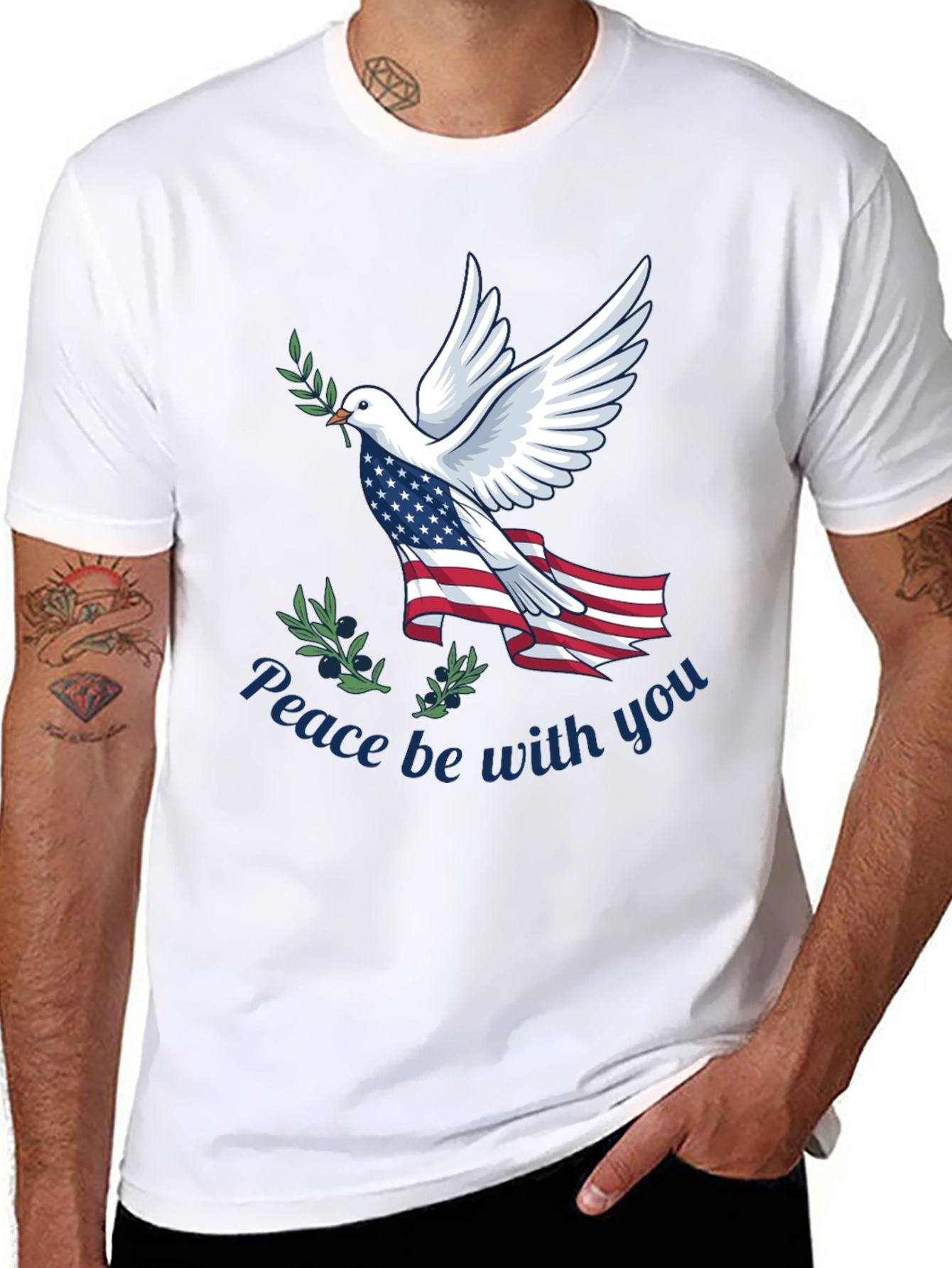 Black Peace Dove Patriotic T-Shirt view 8