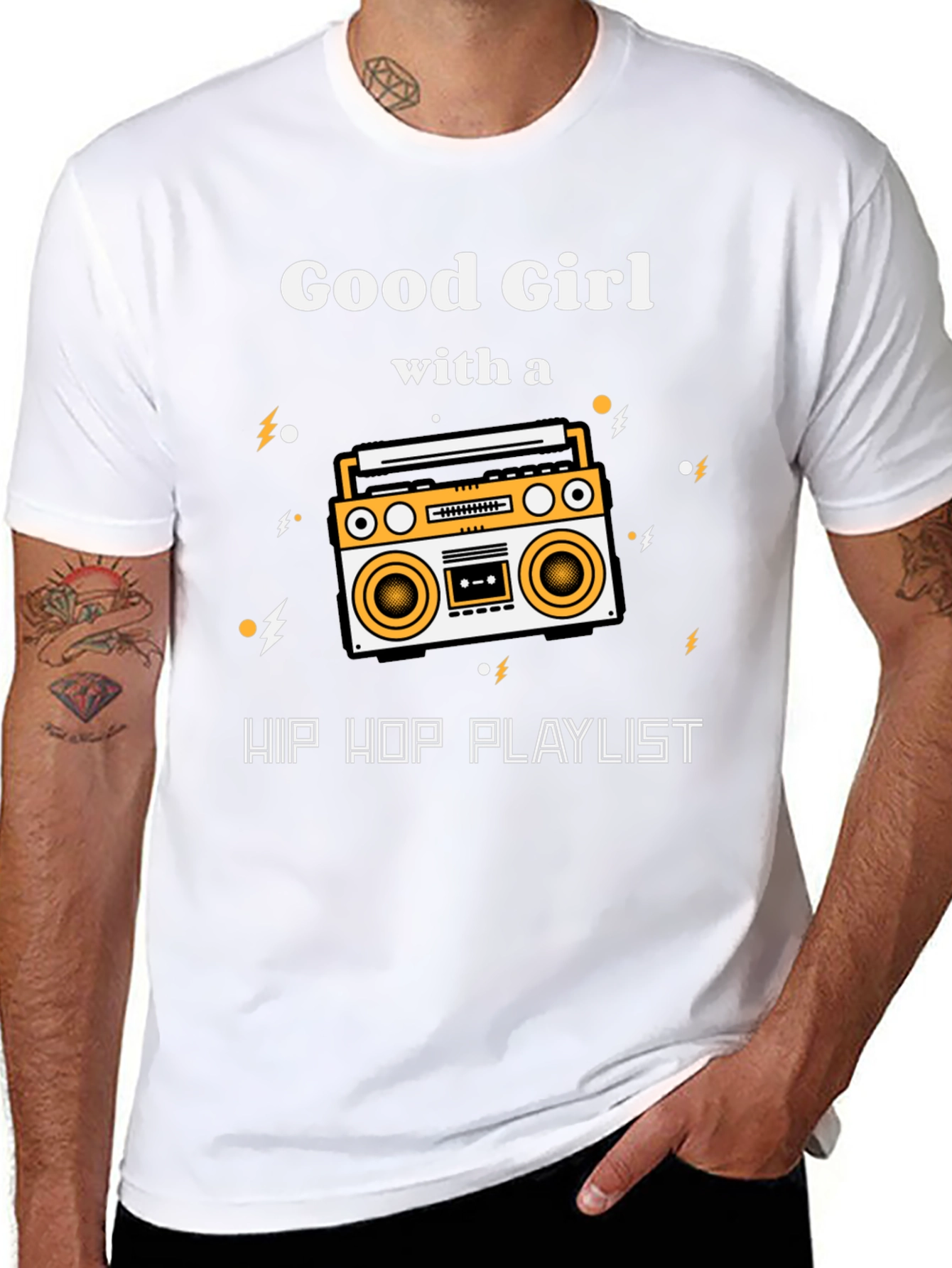 Black Good Girl Hip Hop Playlist Graphic T-Shirt view 8