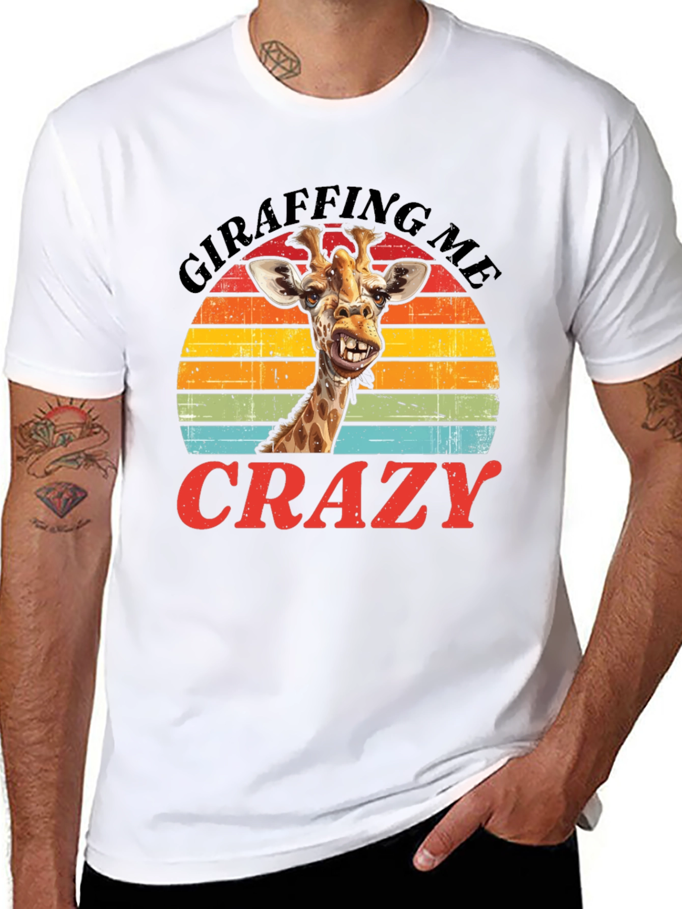 Black Giraffing Me Crazy Graphic Tee - Hilarious Giraffe T-Shirt view 8