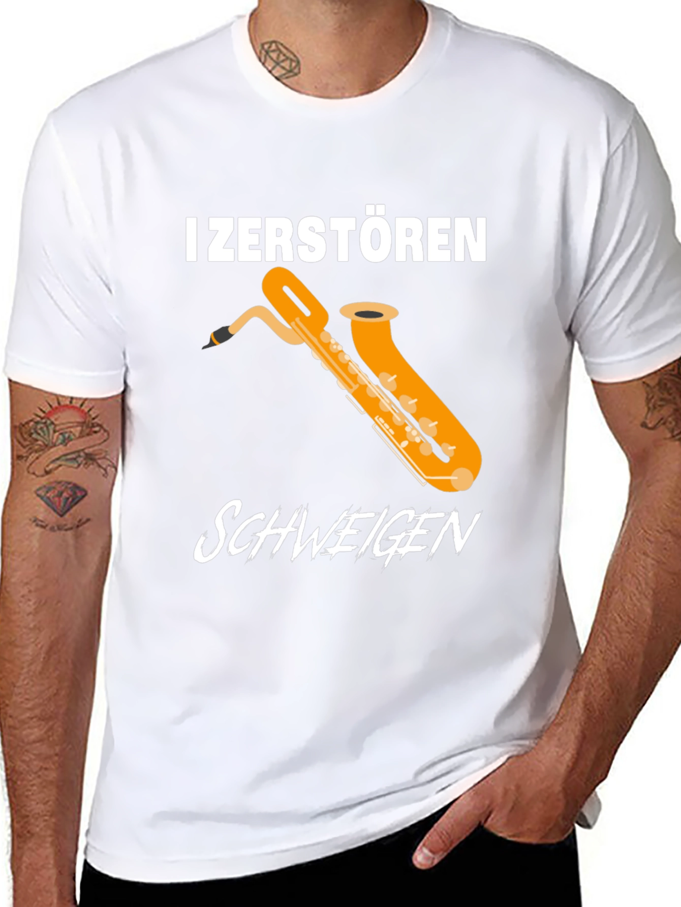 Black Saxophone Graphic T-Shirt - Music Lover Tee view 8