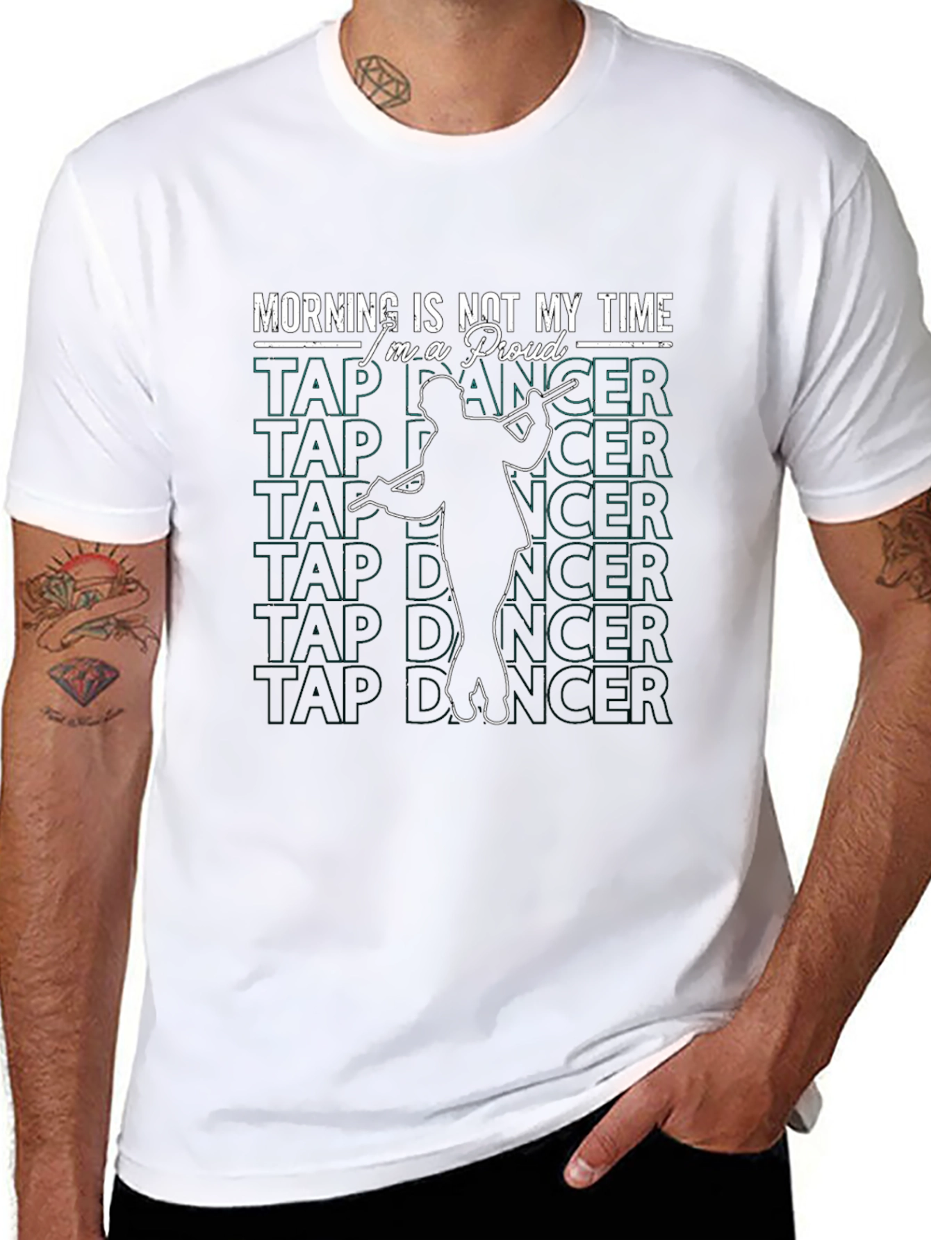 Black Funny Tap Dancer T-Shirt - Morning Is Not My Time view 8