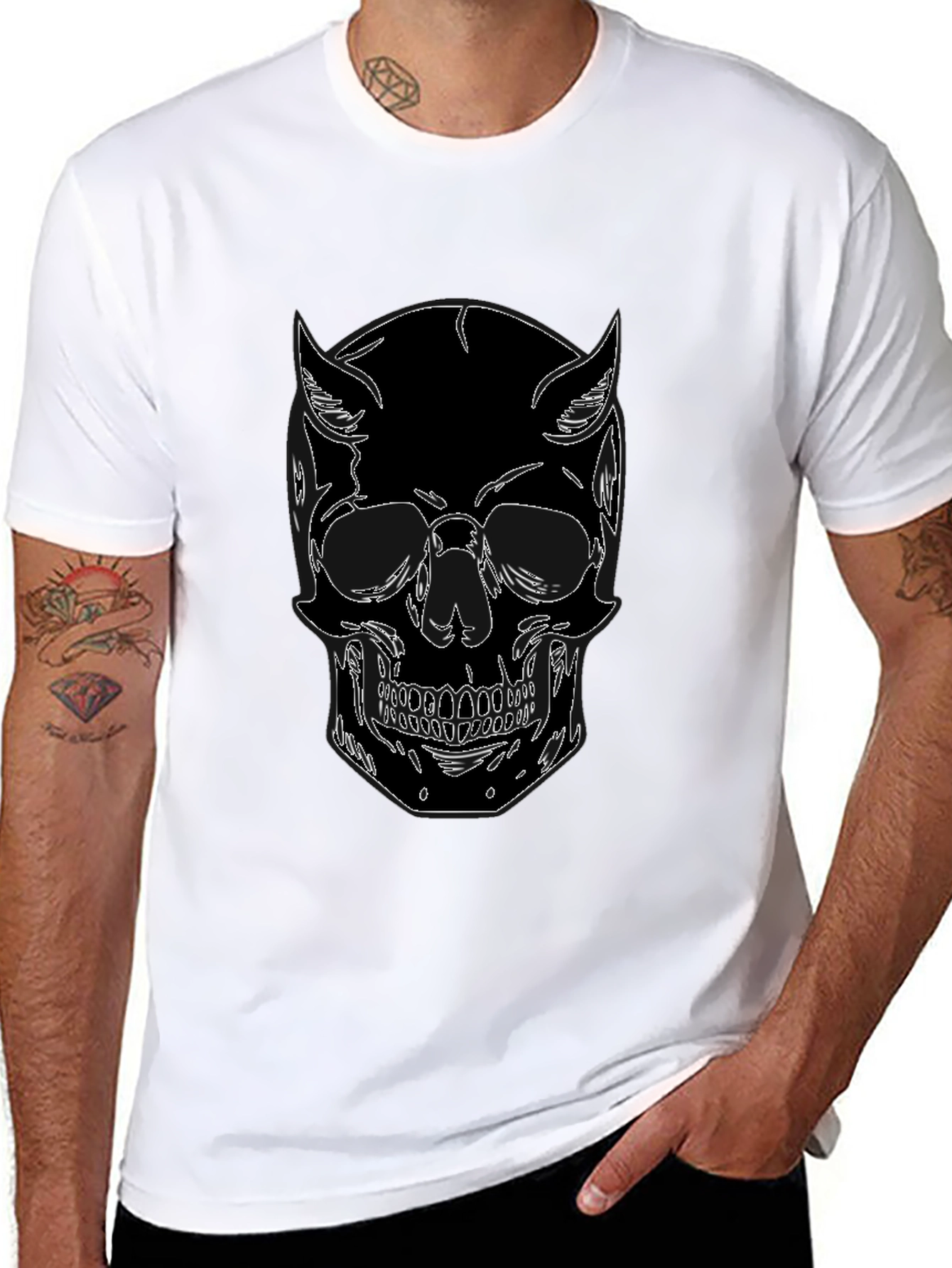 Black Skull Graphic Black T-Shirt - Unique Design view 8