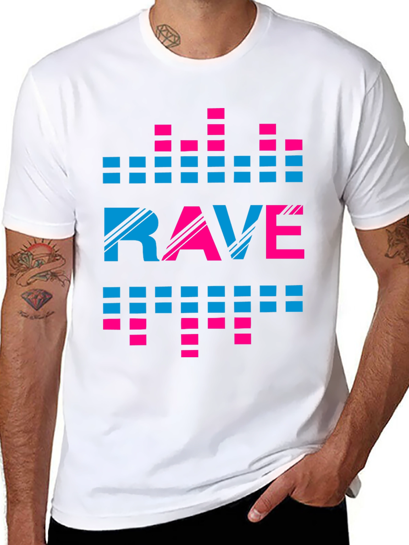 Black Rave Graphic Print Crew Neck T-Shirt view 8