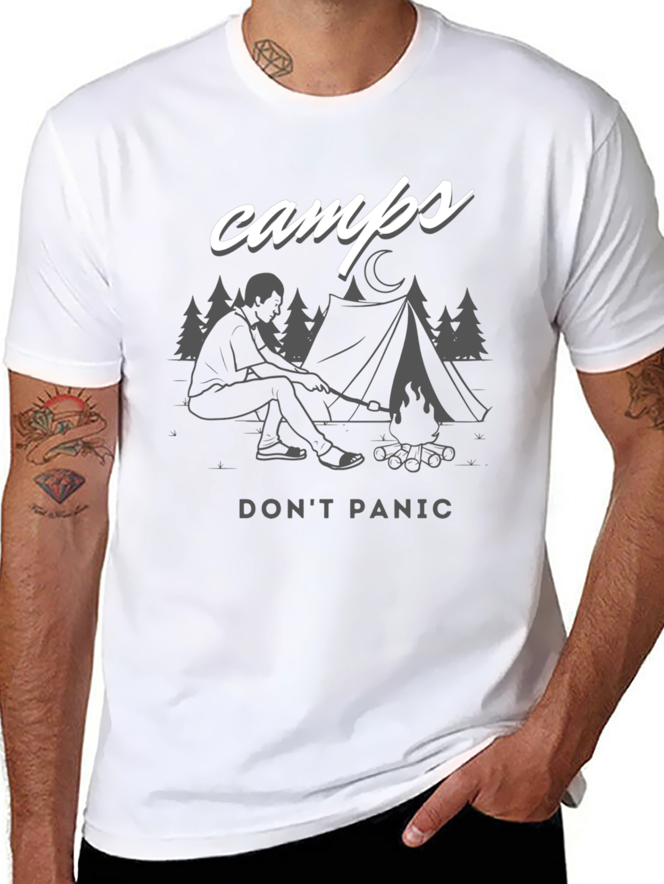 Black Camps "Don't Panic" Graphic T-Shirt view 8