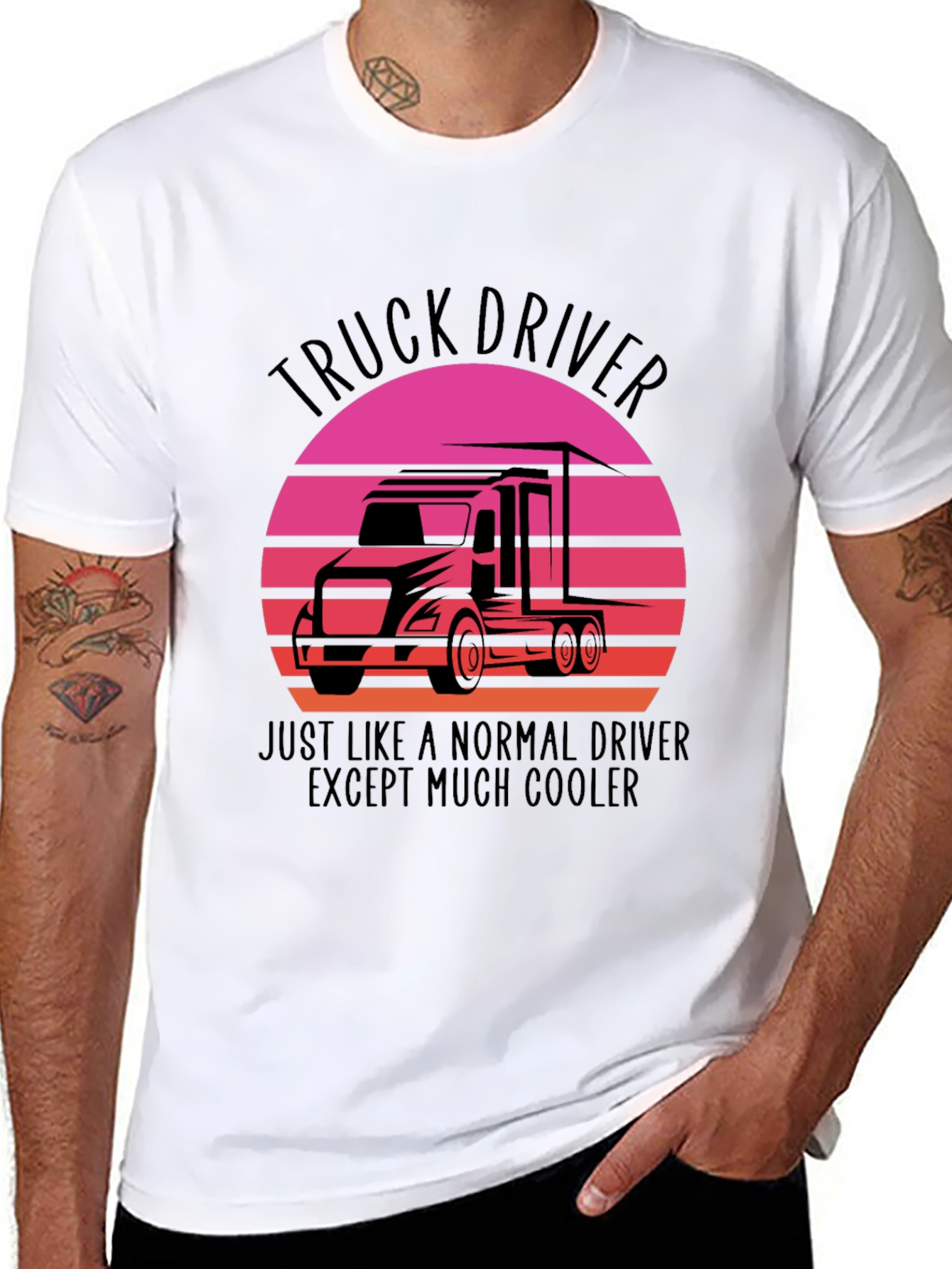 Black Truck Driver Cool Graphic Tee view 8