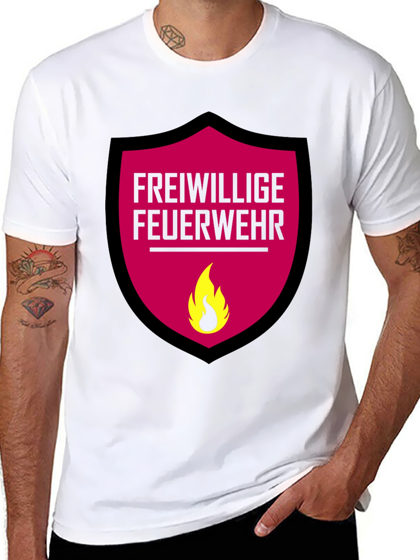 Black Freiwillige Feuerwehr T-Shirt - Volunteer Firefighter Graphic Tee view 8