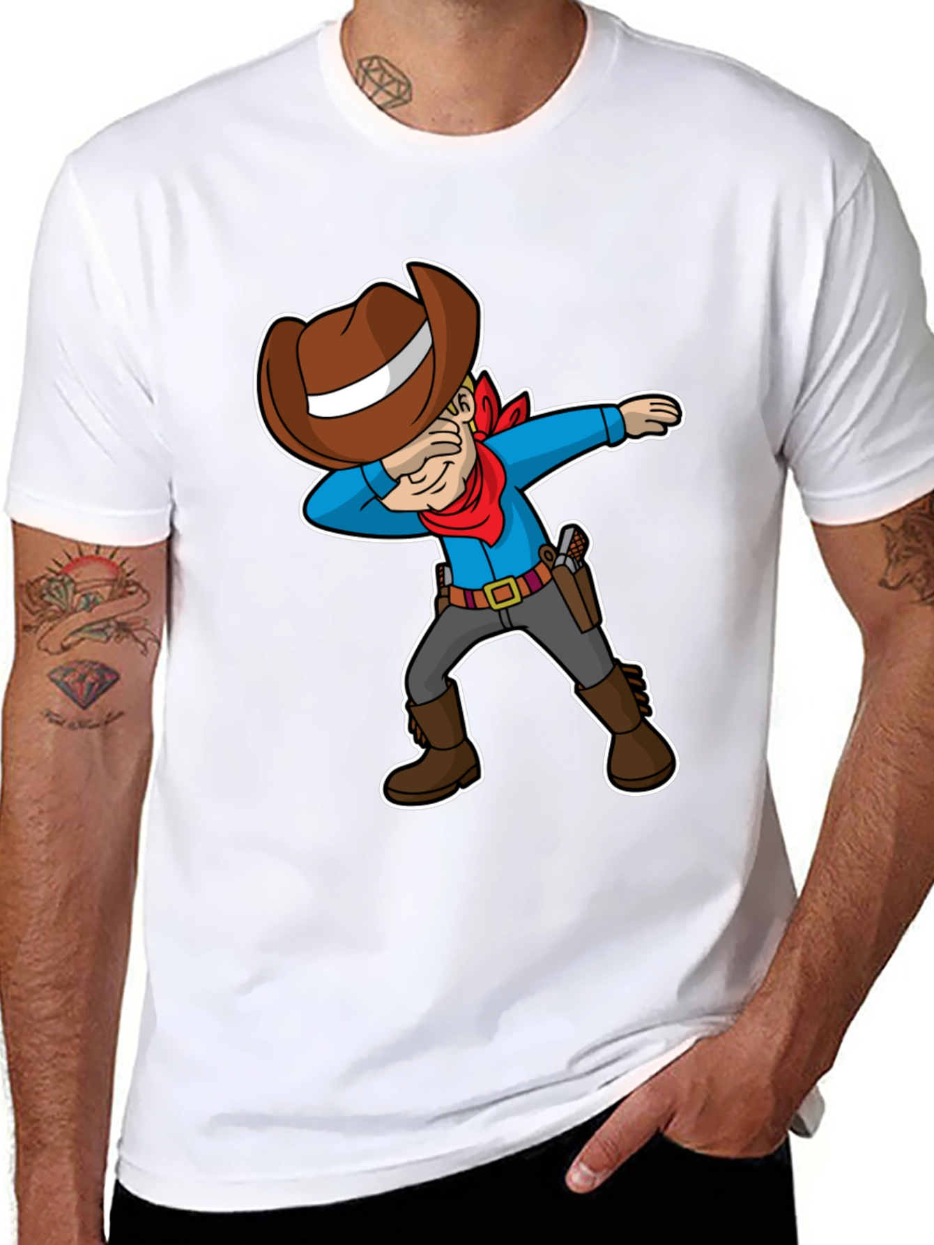 Black Dabbing Cowboy Graphic T-Shirt view 8