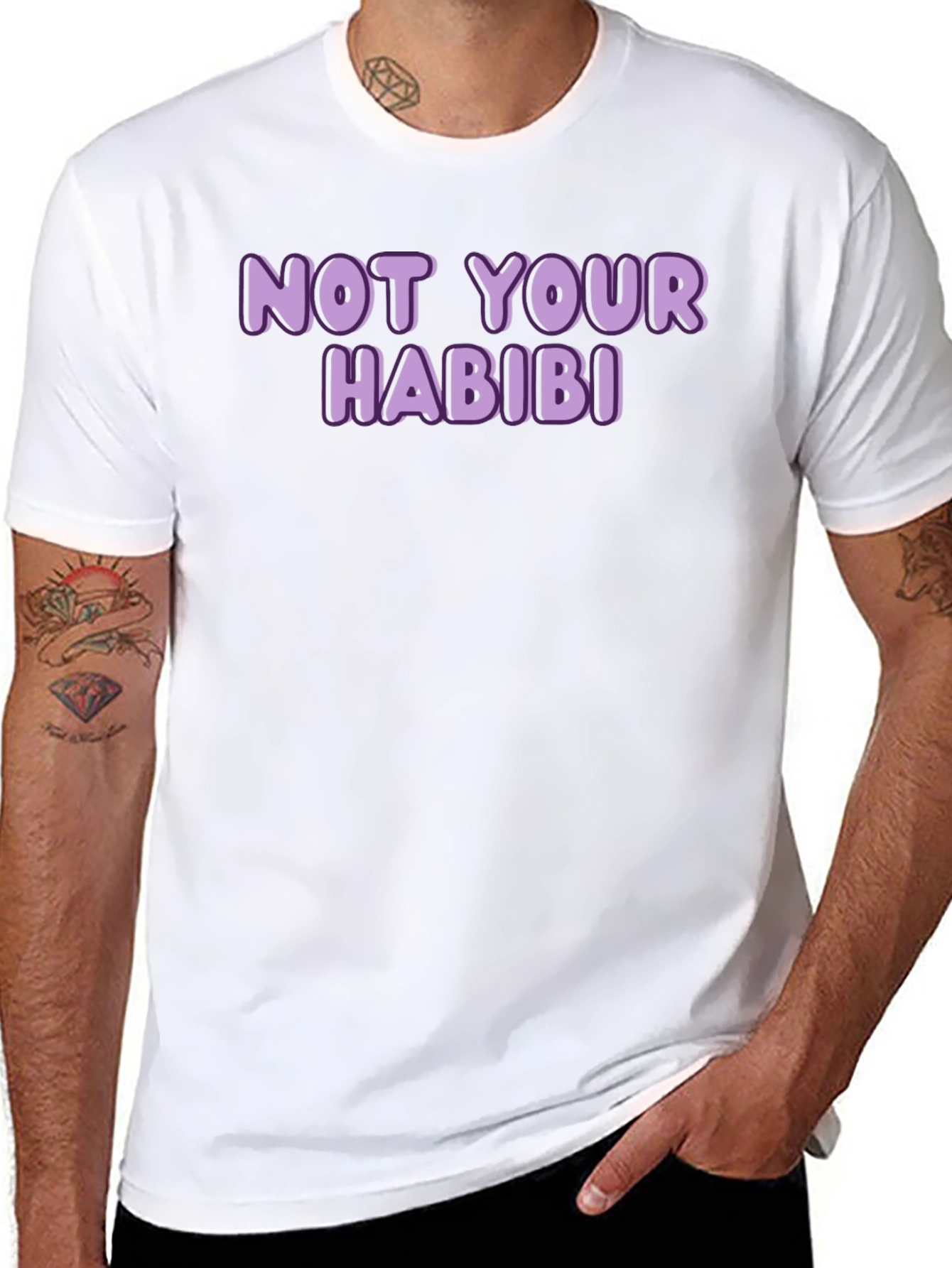 Black Not Your Habibi T-Shirt - Black Crew Neck Tee view 8