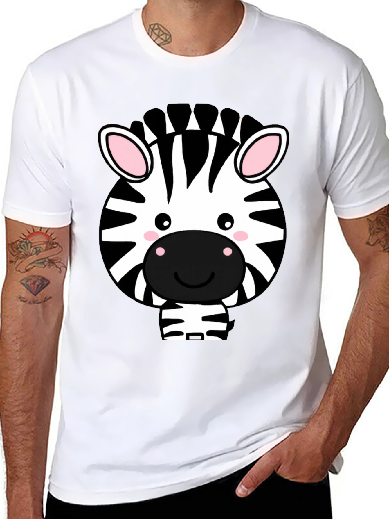 Black Cute Zebra Graphic Tee - Black T-Shirt view 8