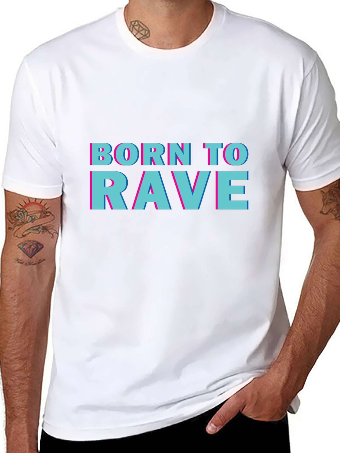 Black Born To Rave Graphic Tee - Black Short Sleeve Crew Neck T-Shirt view 8