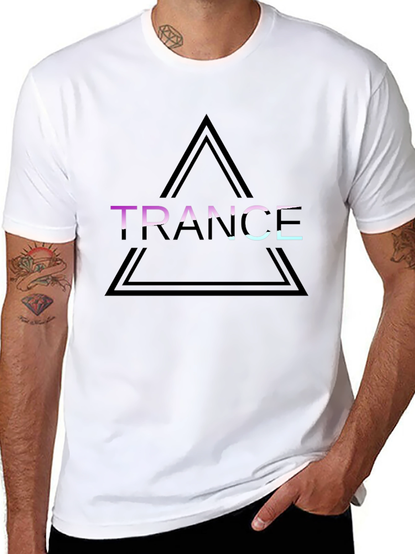 Black Trance Graphic Tee - Black Cotton Shirt view 8