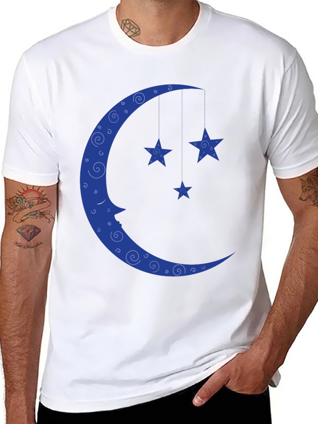 Black Dreamy Moon & Stars Black T-Shirt view 8