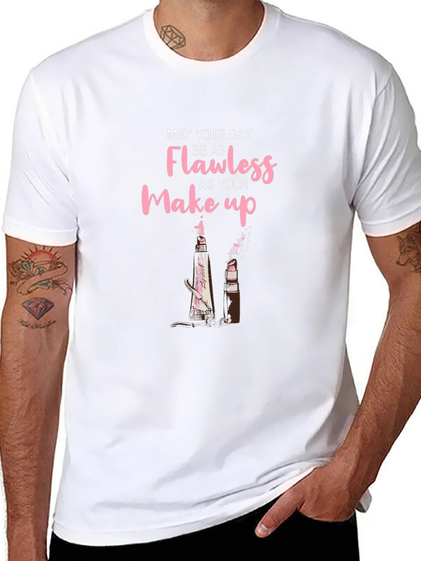 Black Flawless Makeup Graphic Tee - Stylish Black T-Shirt view 8