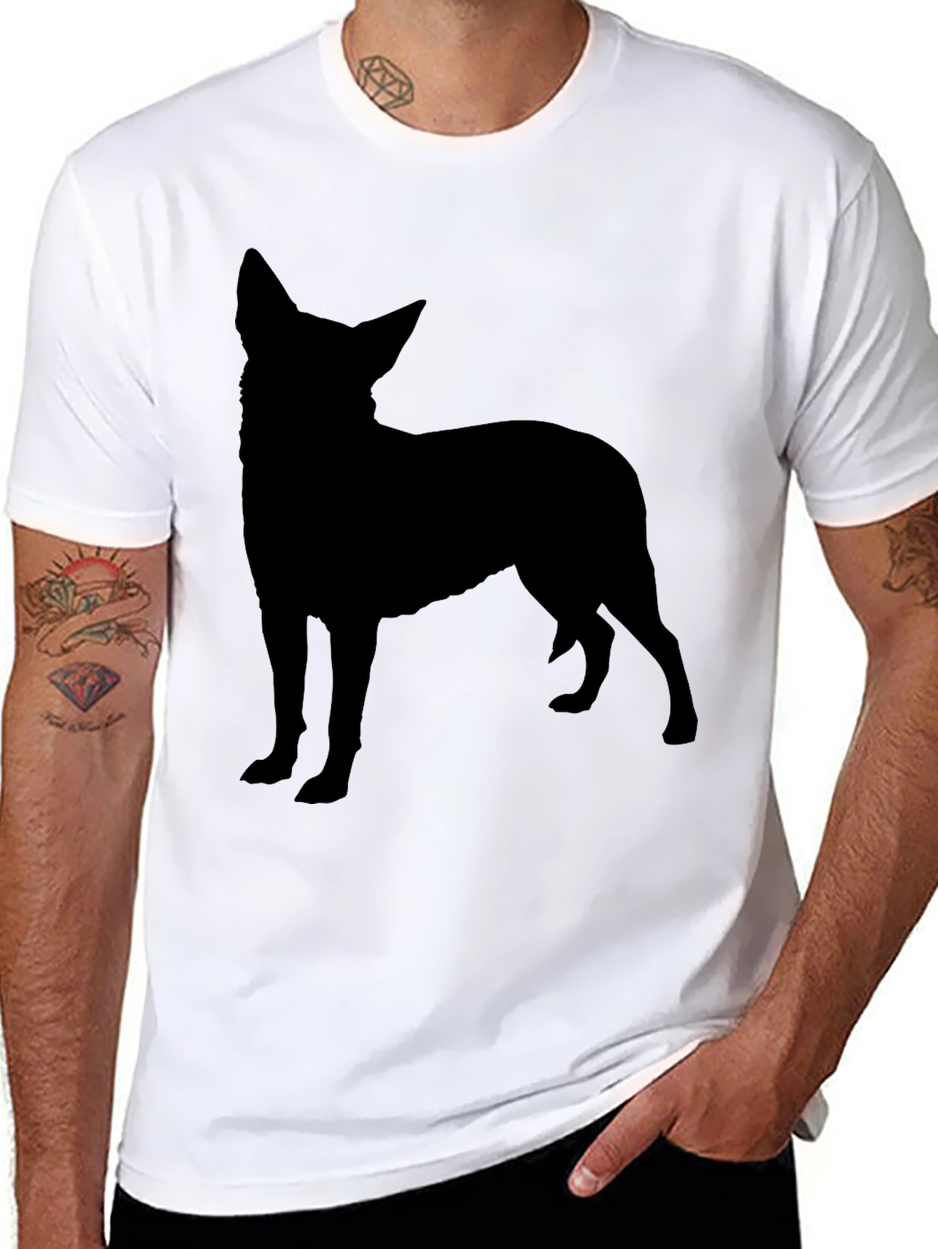 Dog Silhouette Black T-Shirt - 8