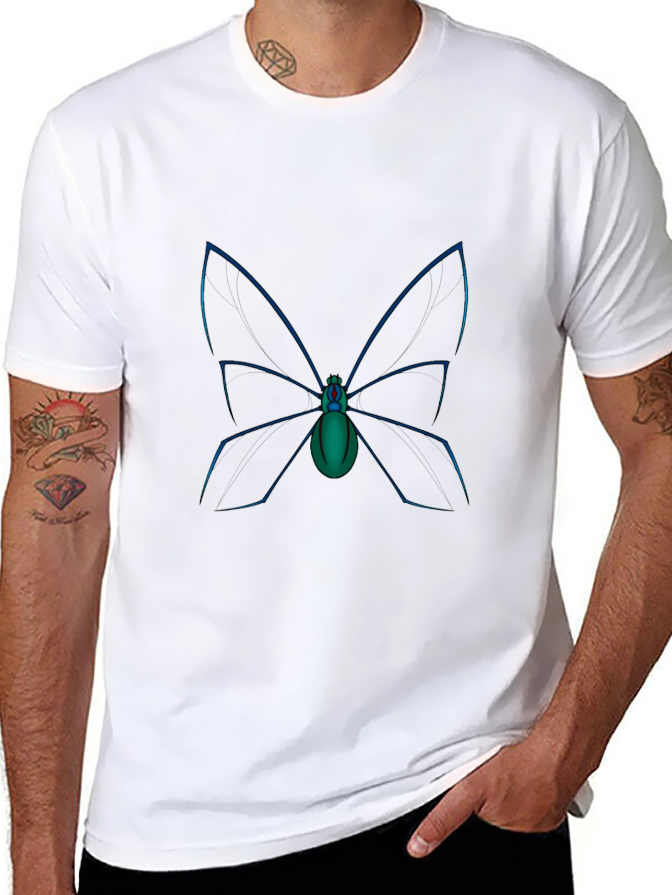 Black Butterfly Spider Graphic Tee - Soft Cotton Comfort view 8