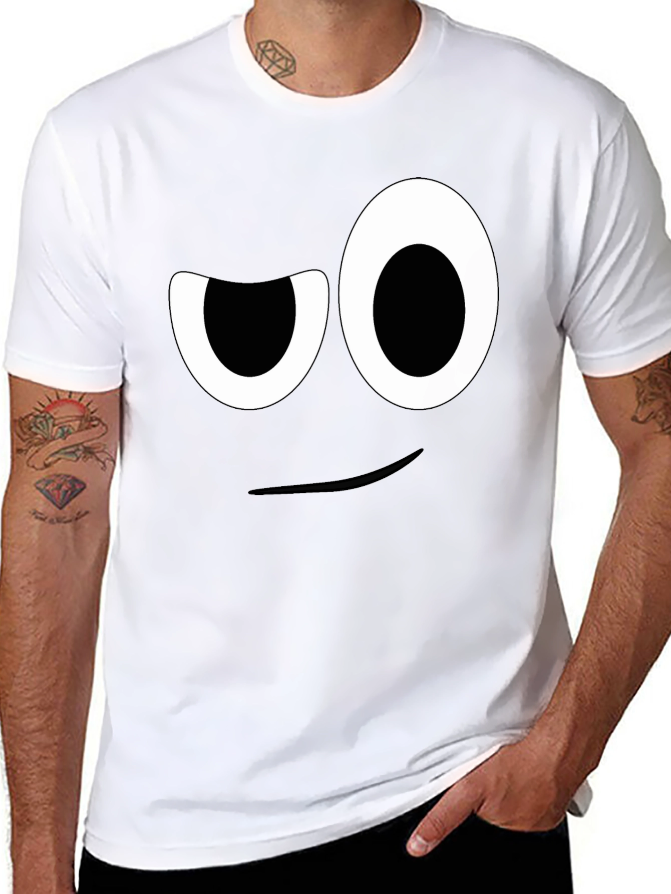 Black Winking Face Graphic Tee - Funny Unisex T-Shirt view 8