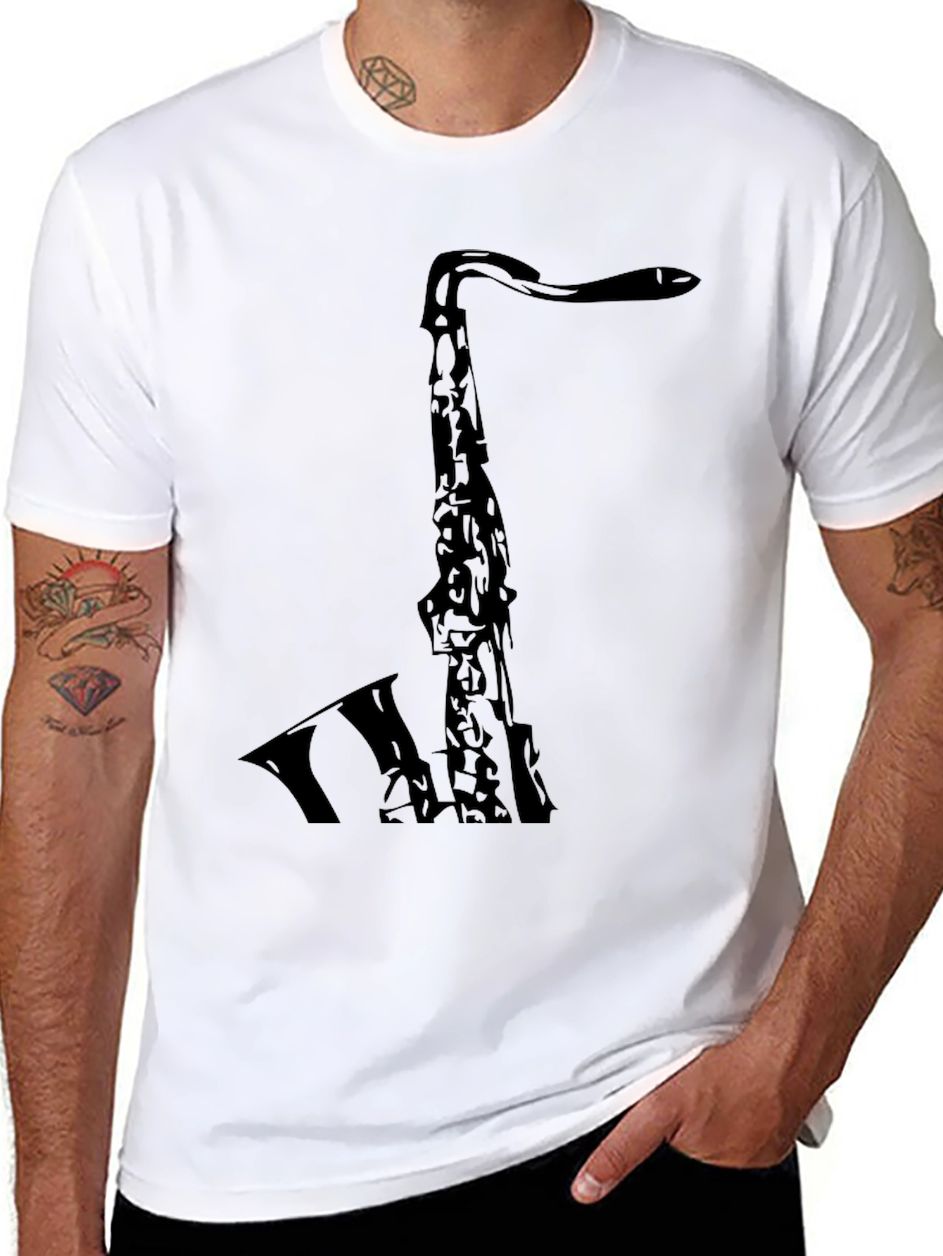 Black Saxophone Graphic T-Shirt - Black view 8