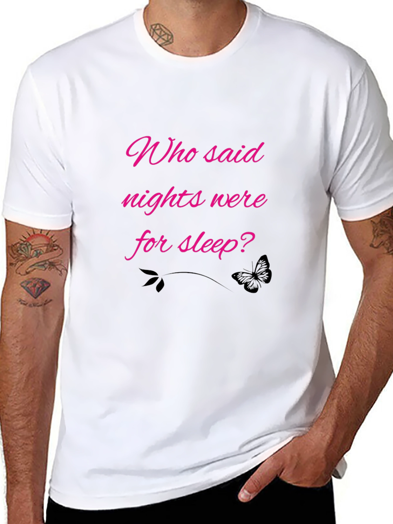 Black Who Said Nights Were For Sleep? Black Tee view 8