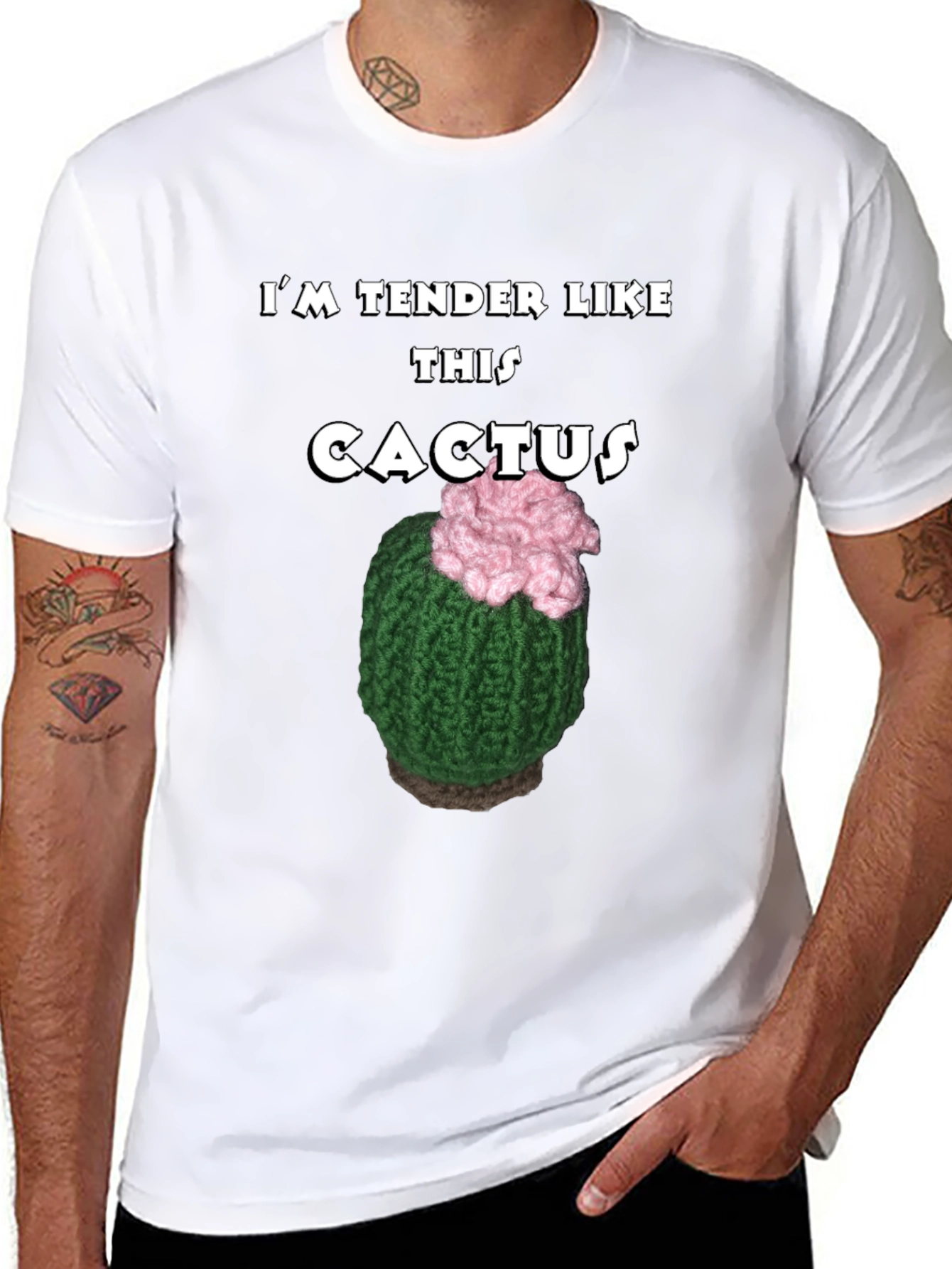 Black Tender Like This Cactus T-Shirt Funny Statement Tee view 8