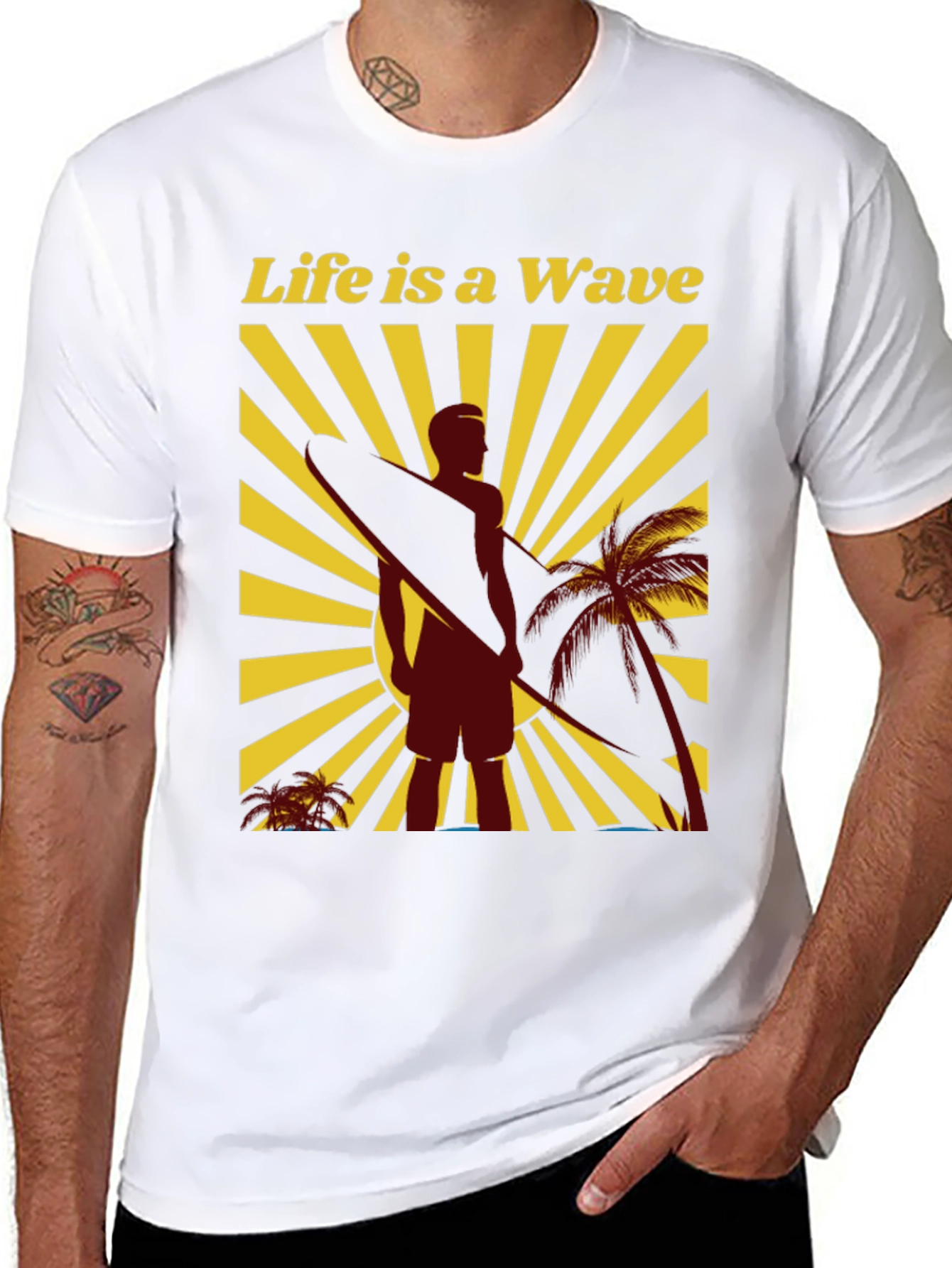 Black Life is a Wave Graphic Tee - Surfer T-Shirt view 8