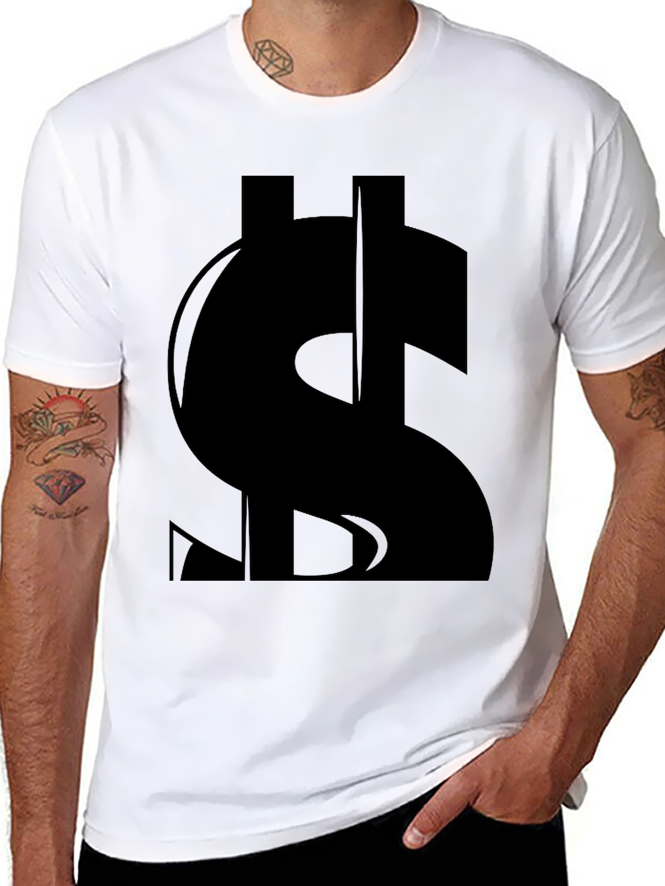 Black Black Dollar Sign Graphic T-Shirt view 8