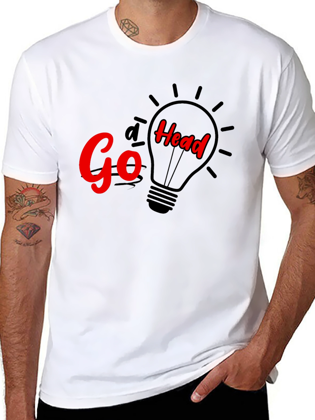 Black Go Head Lightbulb Graphic T-Shirt view 8