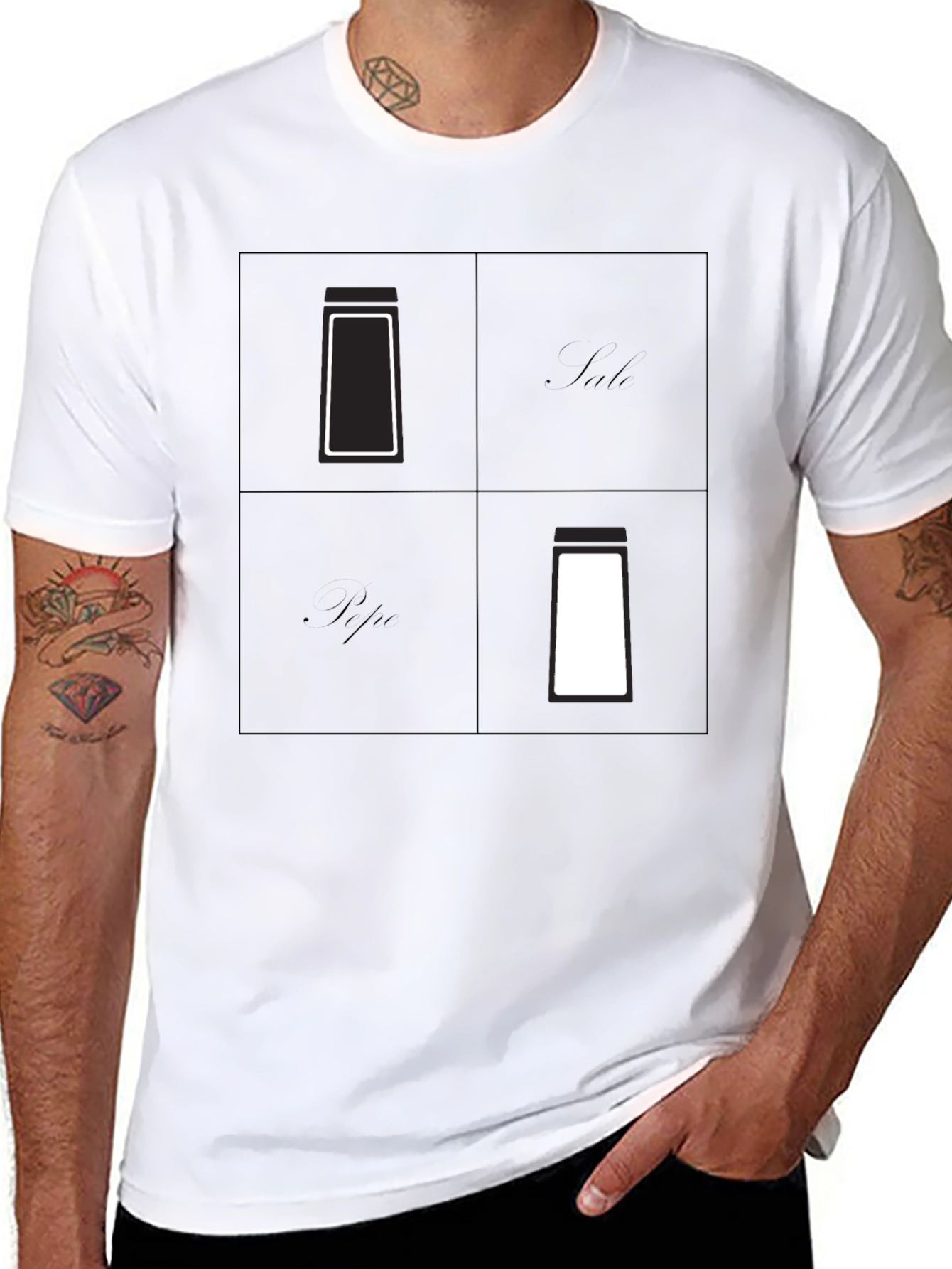 Black Salt & Pepper Graphic Tee - Minimalist Design view 8