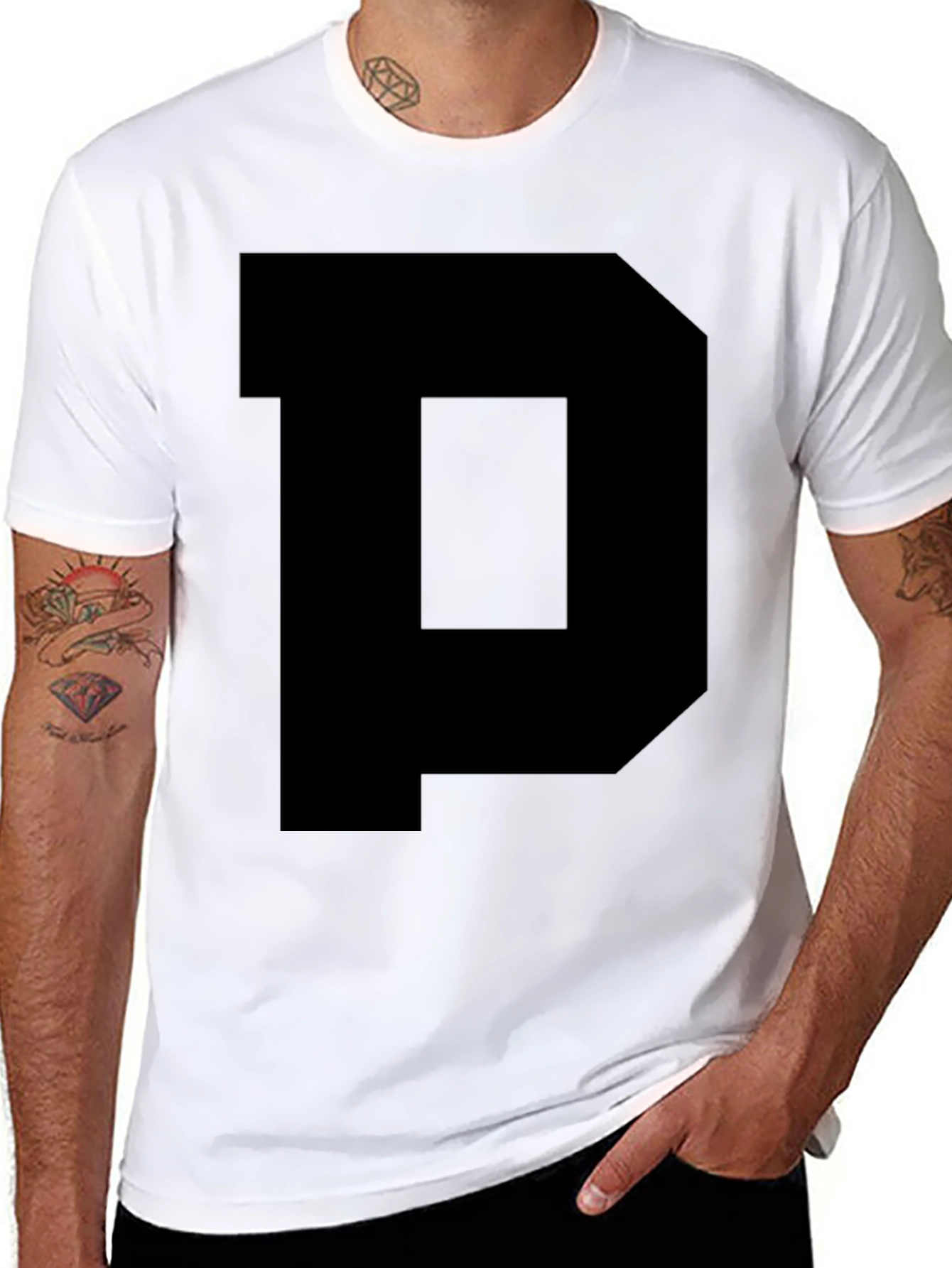 Black Bold Black Letter 'P' Graphic Tee - Classic Fit view 8
