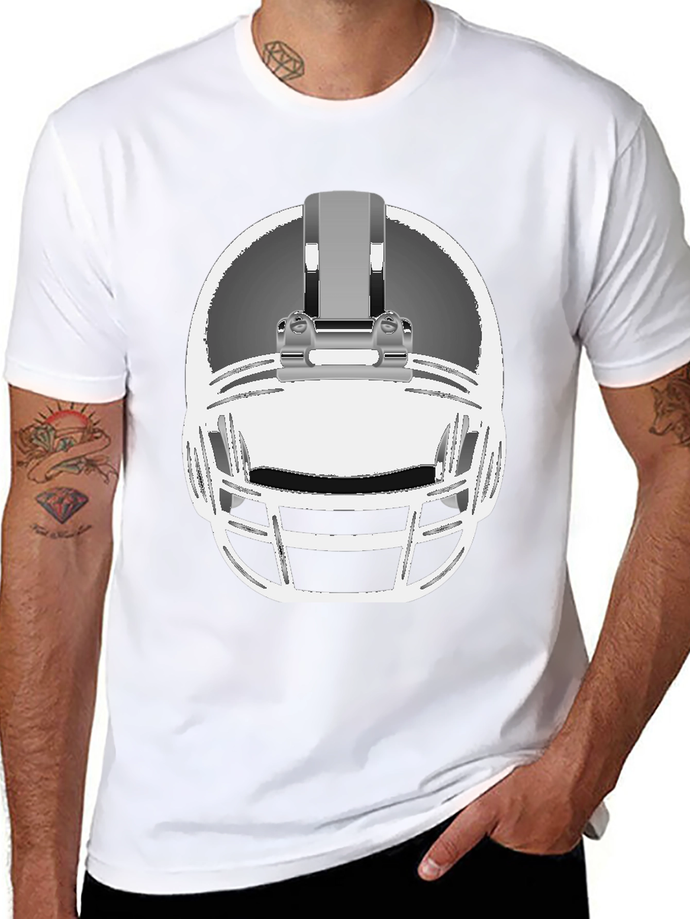 Black Football Helmet Graphic Tee - Black view 8