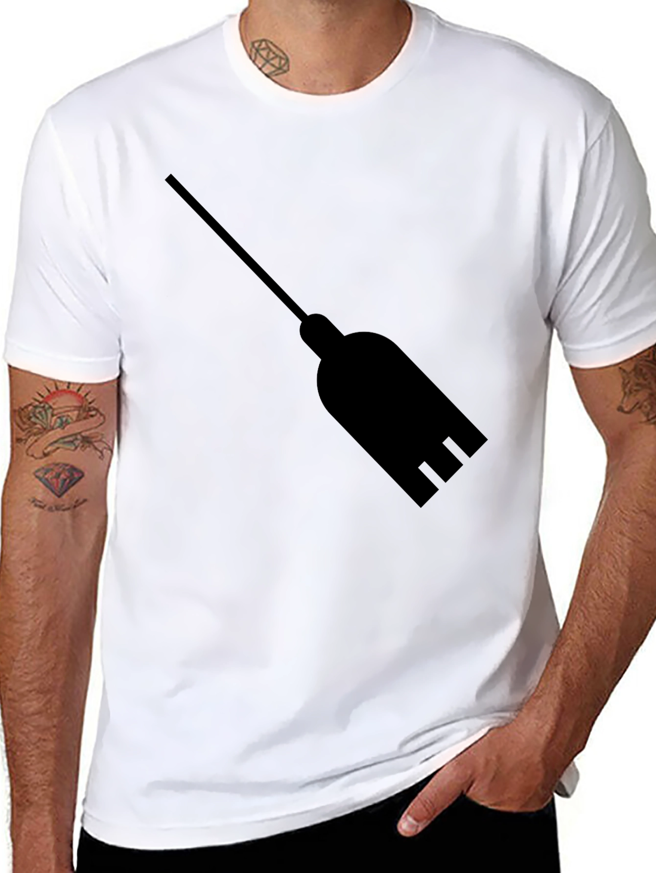 Black Broomstick Graphic Tee - Classic Black T-Shirt view 8